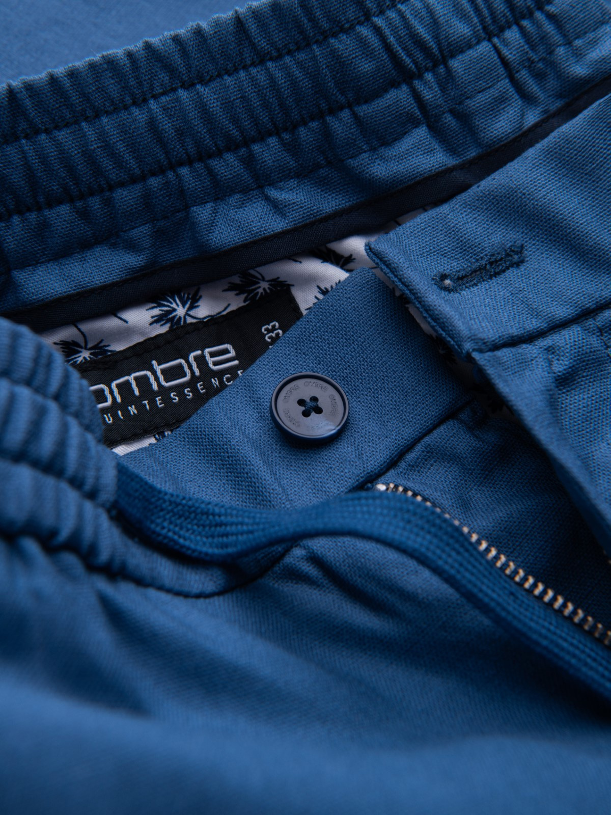 Ombre Men&#039;s linen blend chino roll-up pants - blue denim