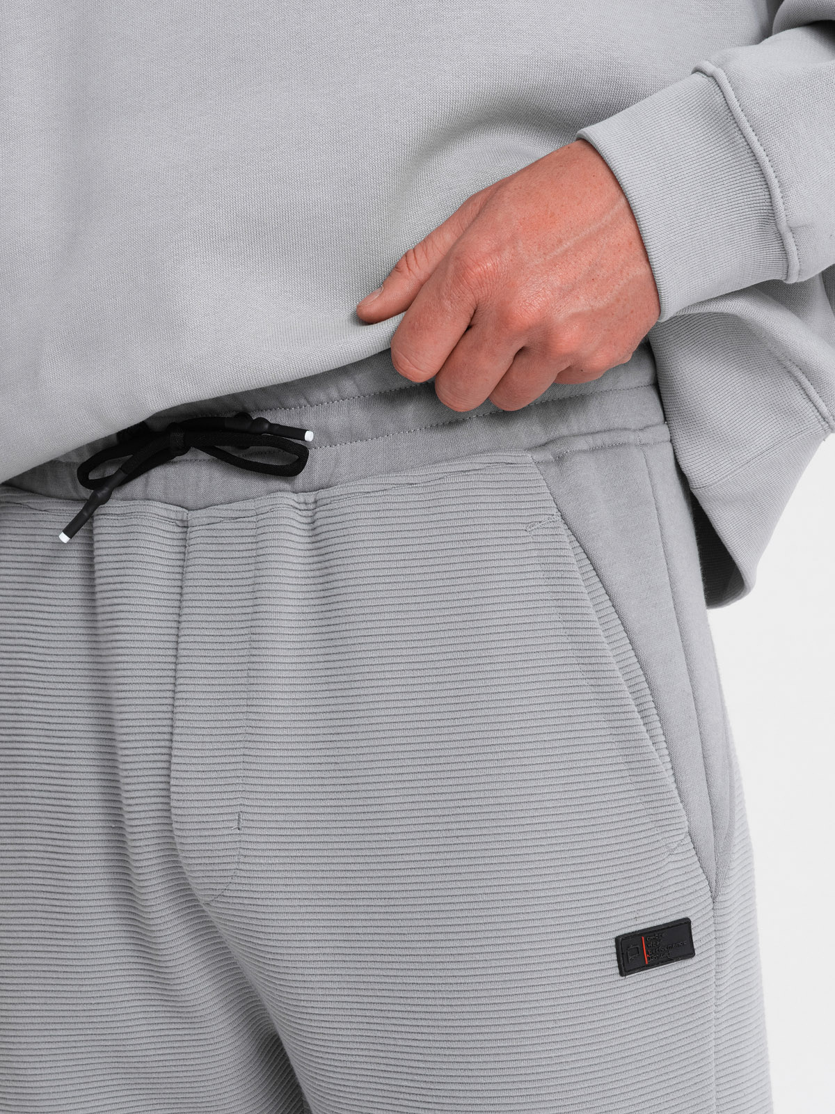 Ombre Men's sweatpants with ottoman fabric inserts - gray