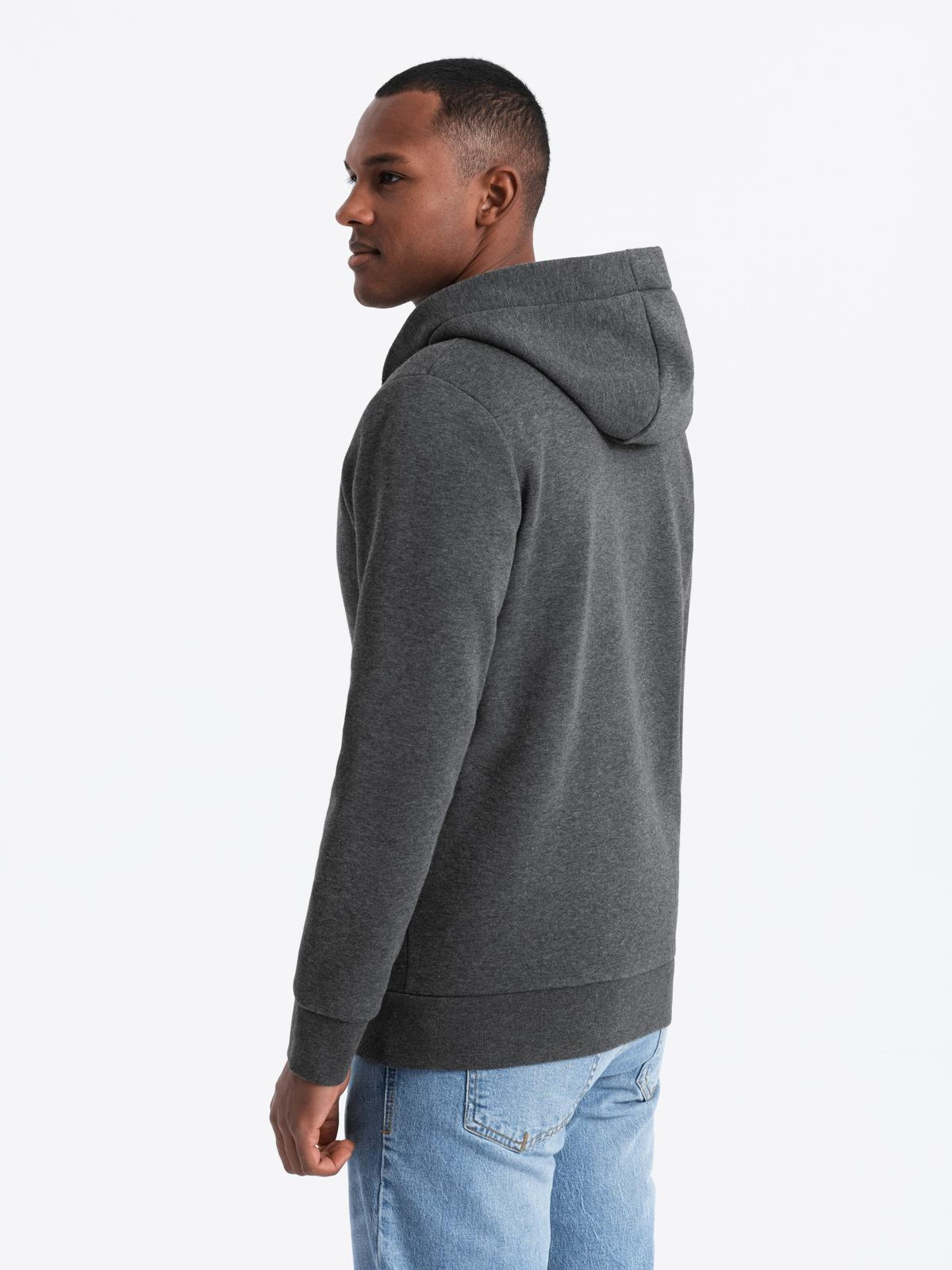 Ombre Men&#039;s button-down hooded sweatshirt - graphite melange
