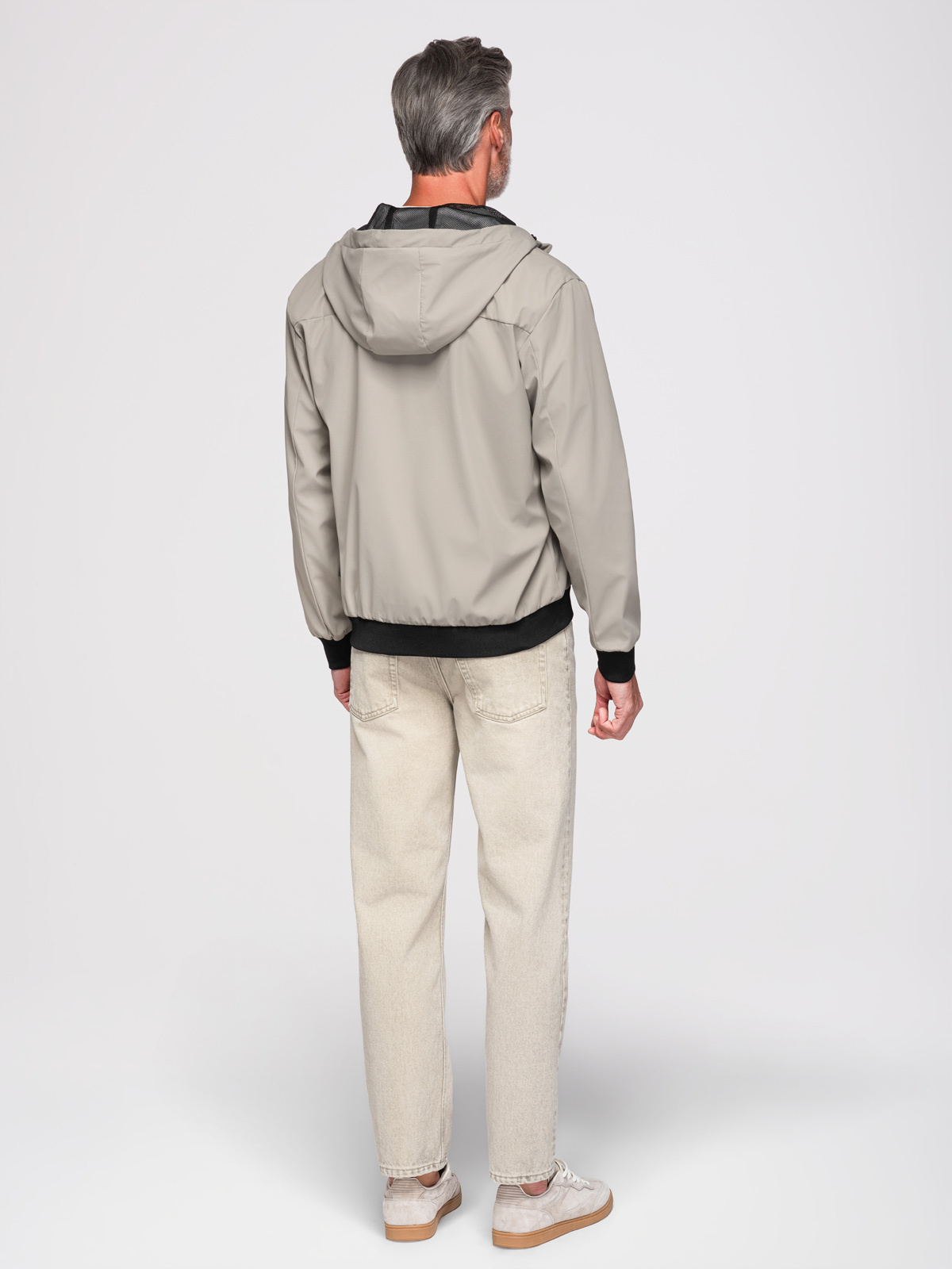 Ombre Men's lightweight jacket with mesh lining and hood - grey