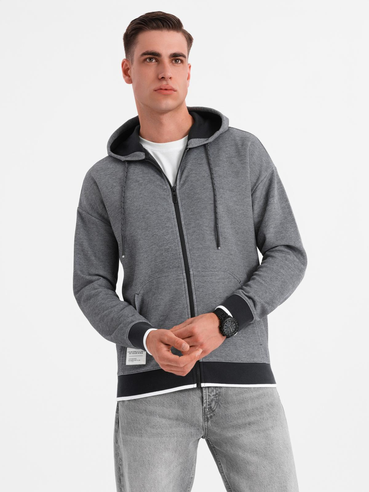 Ombre Men's softly structured hooded sweatshirt - black
