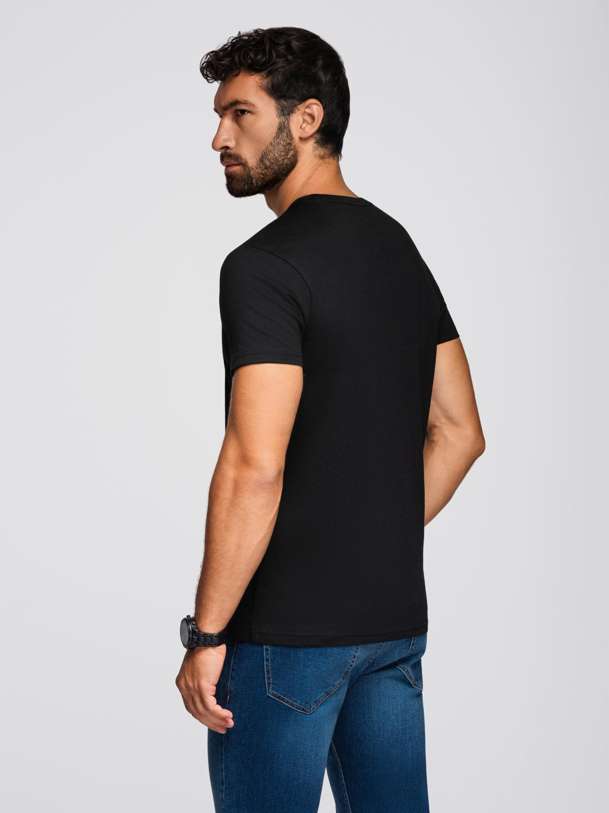 Ombre Men's t-shirt with embroidery on chest - black