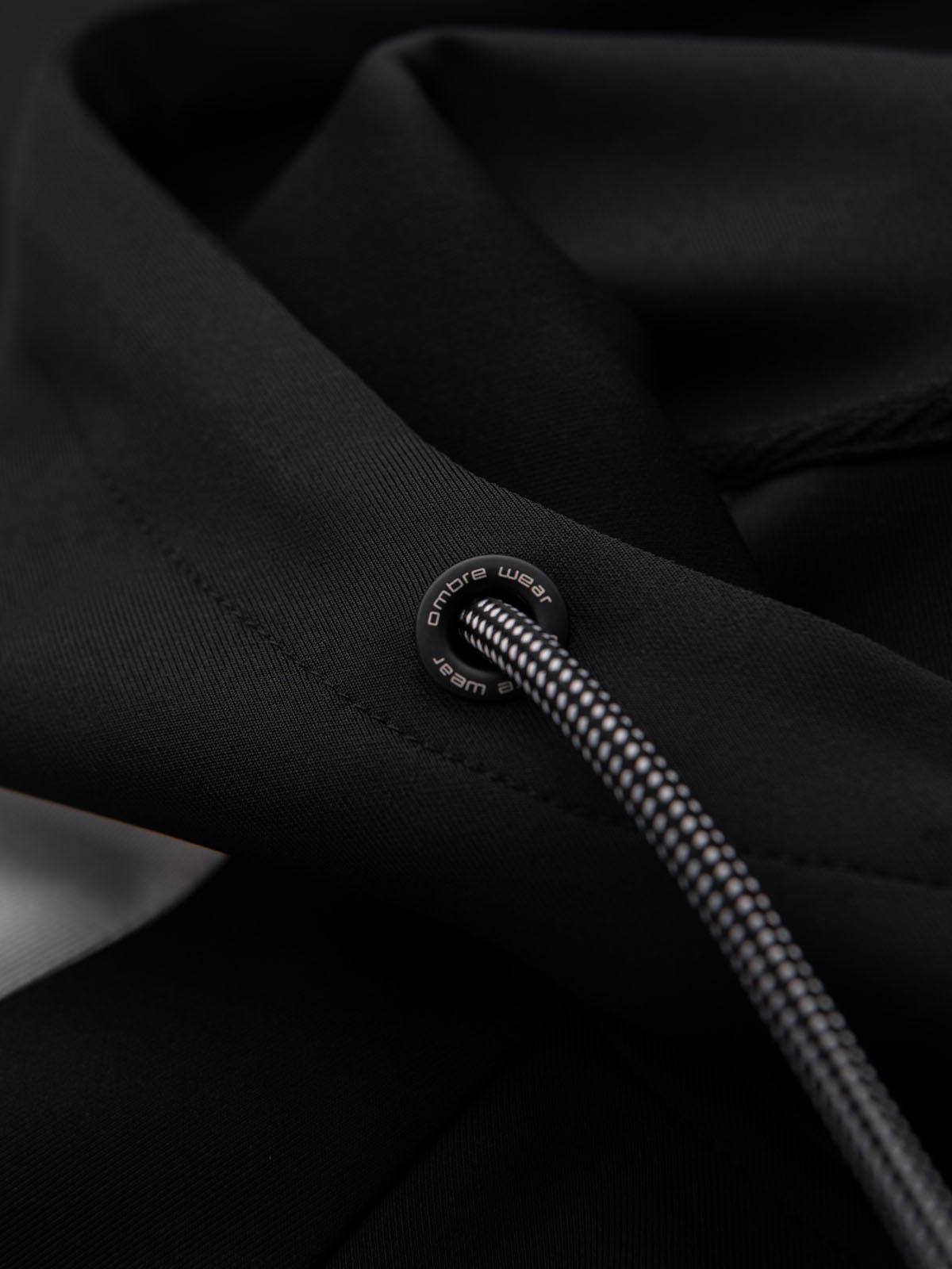 Ombre Men's unbuttoned hooded sweatshirt with piping - black
