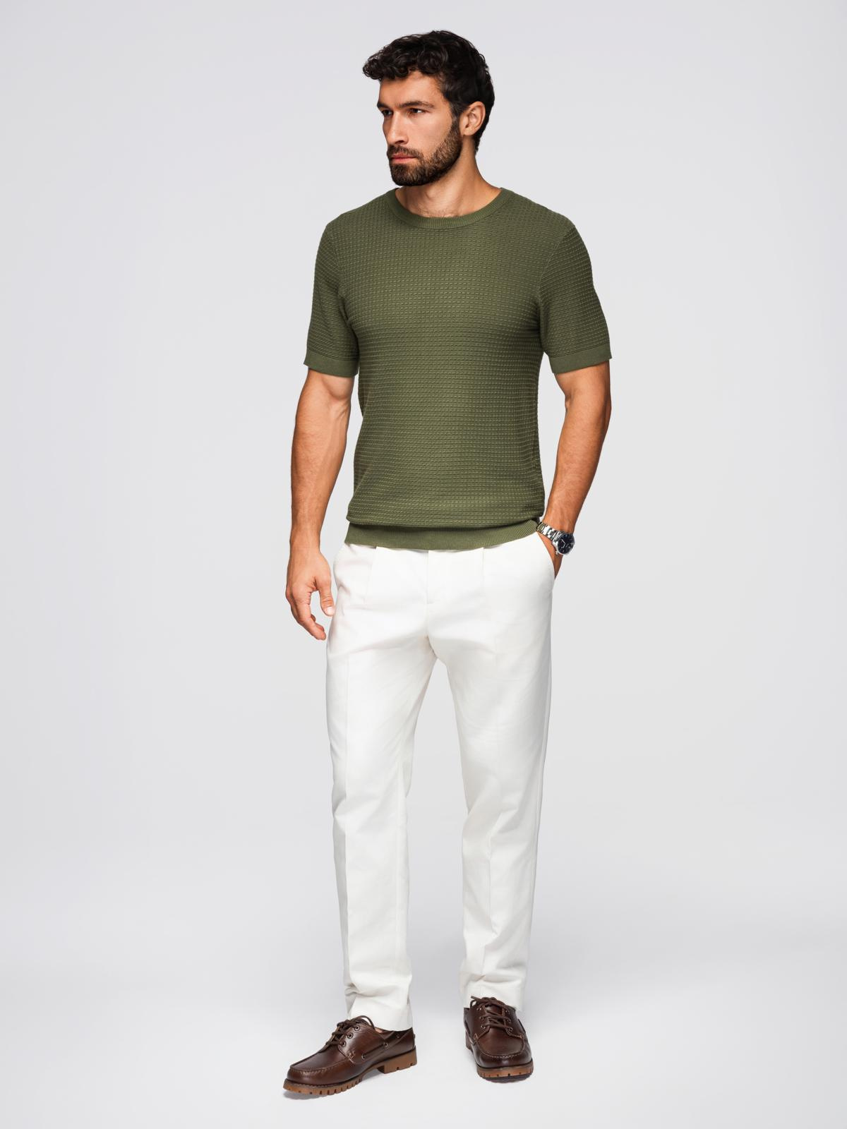 Ombre Structured knitted shirt for men - olive