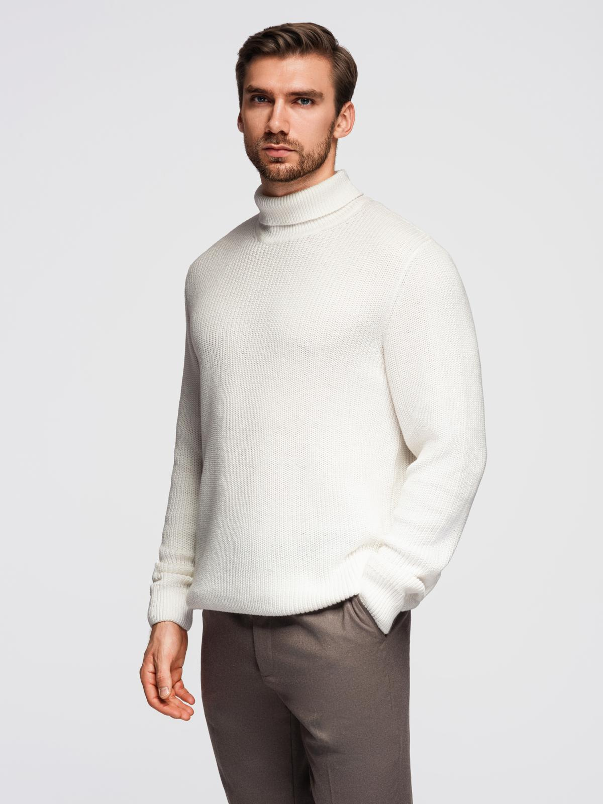 Ombre Classic men's cotton turtleneck sweater - white