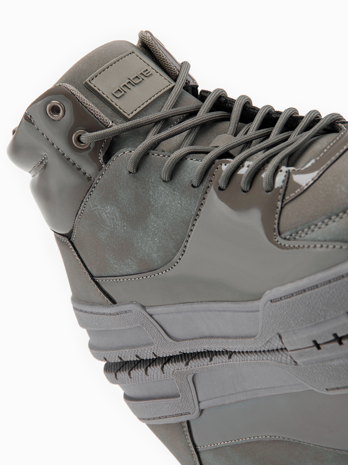 Ombre Men's high boots sneakers with shiny elements - brown