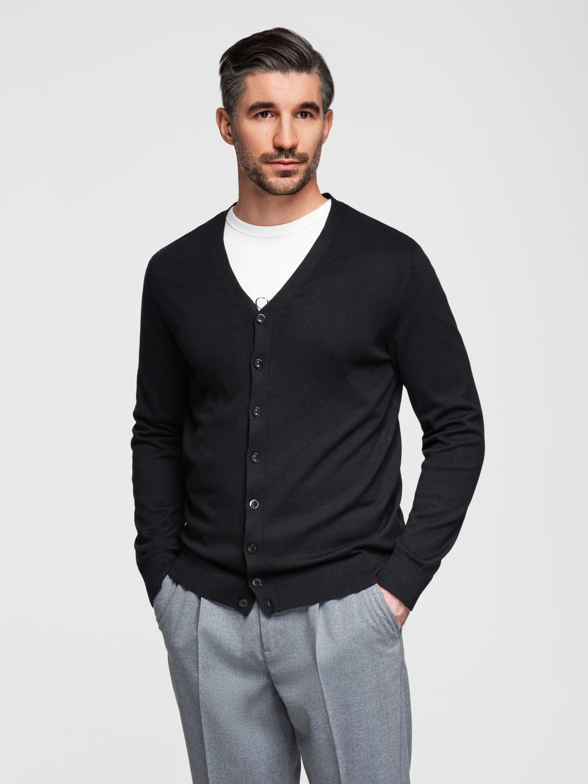 Ombre Monochrome knitted men's viscose cardigan - black