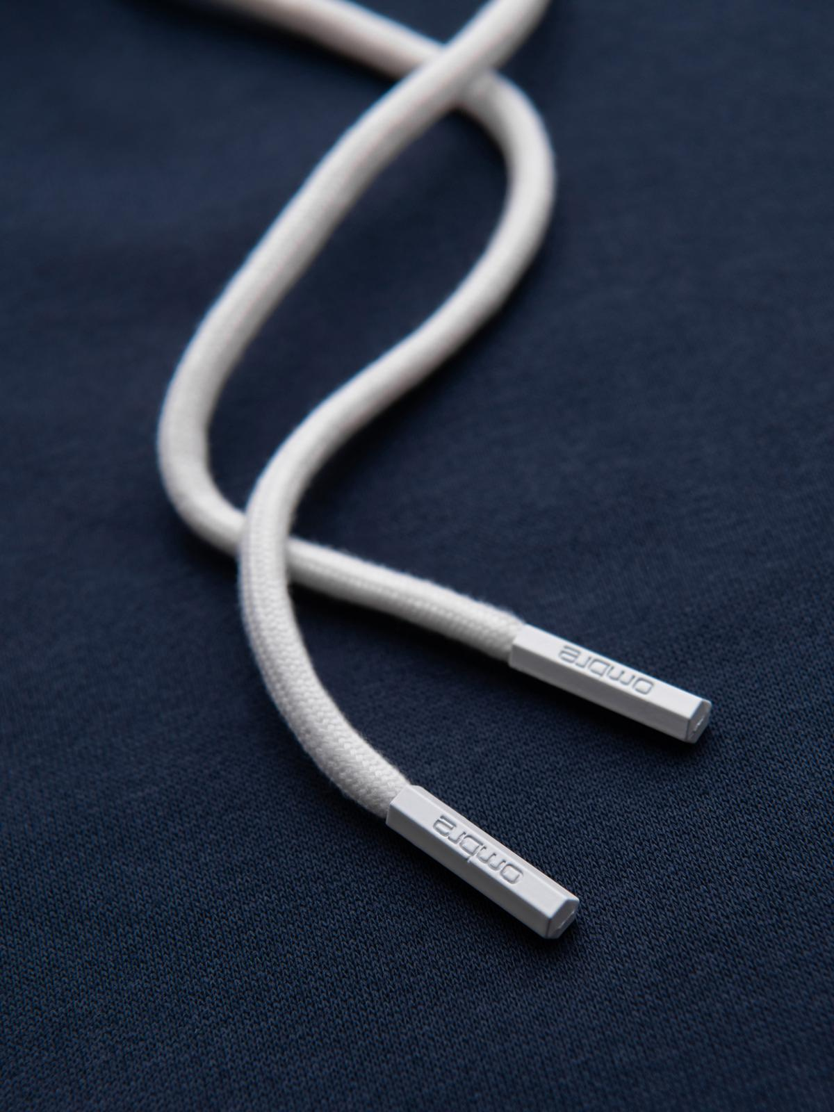 Ombre Men's sweatshirt with contrast stitching and hood - navy blue