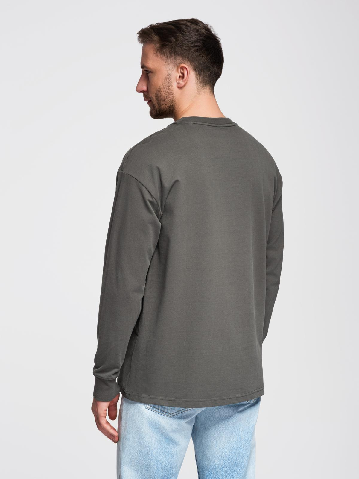 Ombre Men's cotton LOOSE FIT longsleeve with round neckline - gray-green