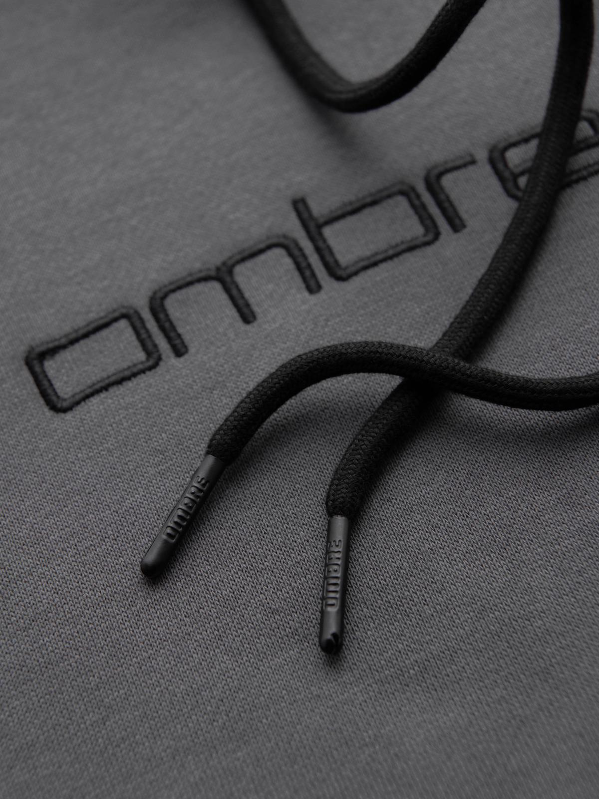 Ombre Men's kangaroo sweatshirt with embroidery and hood - graphite