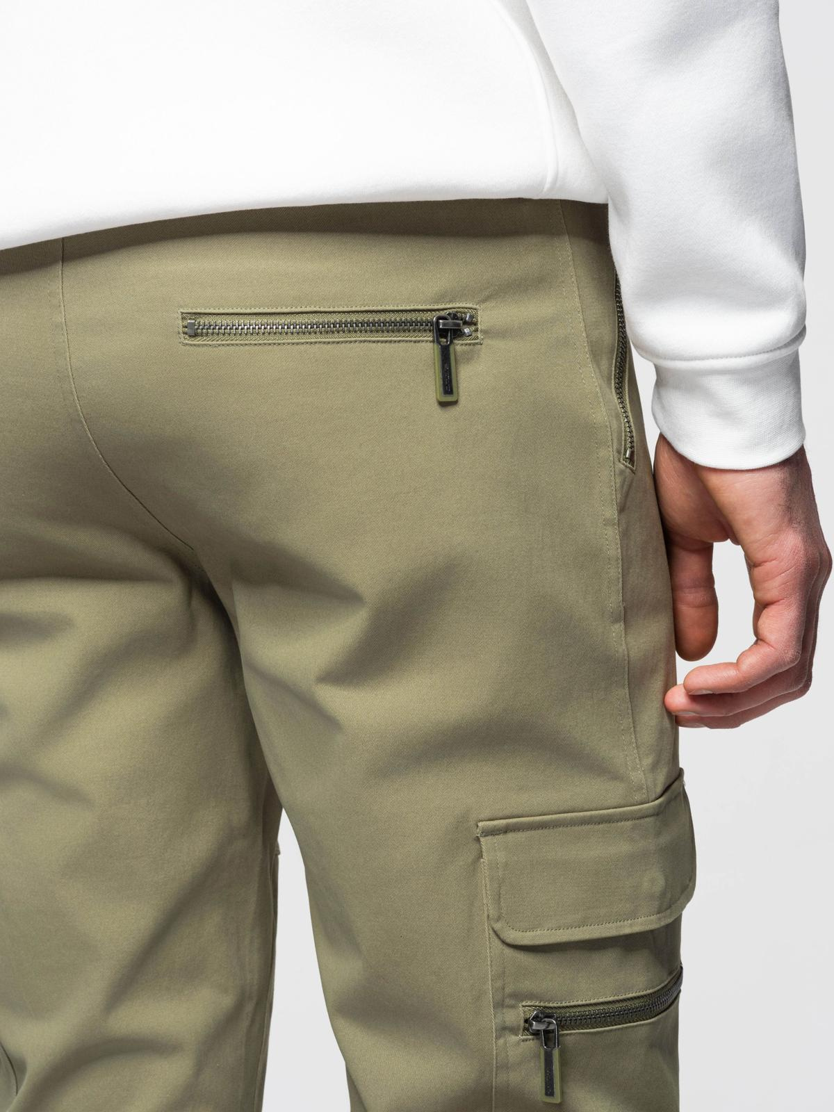 Ombre Men's STRAIGHT LEG cargo pants with zippered pockets - olive