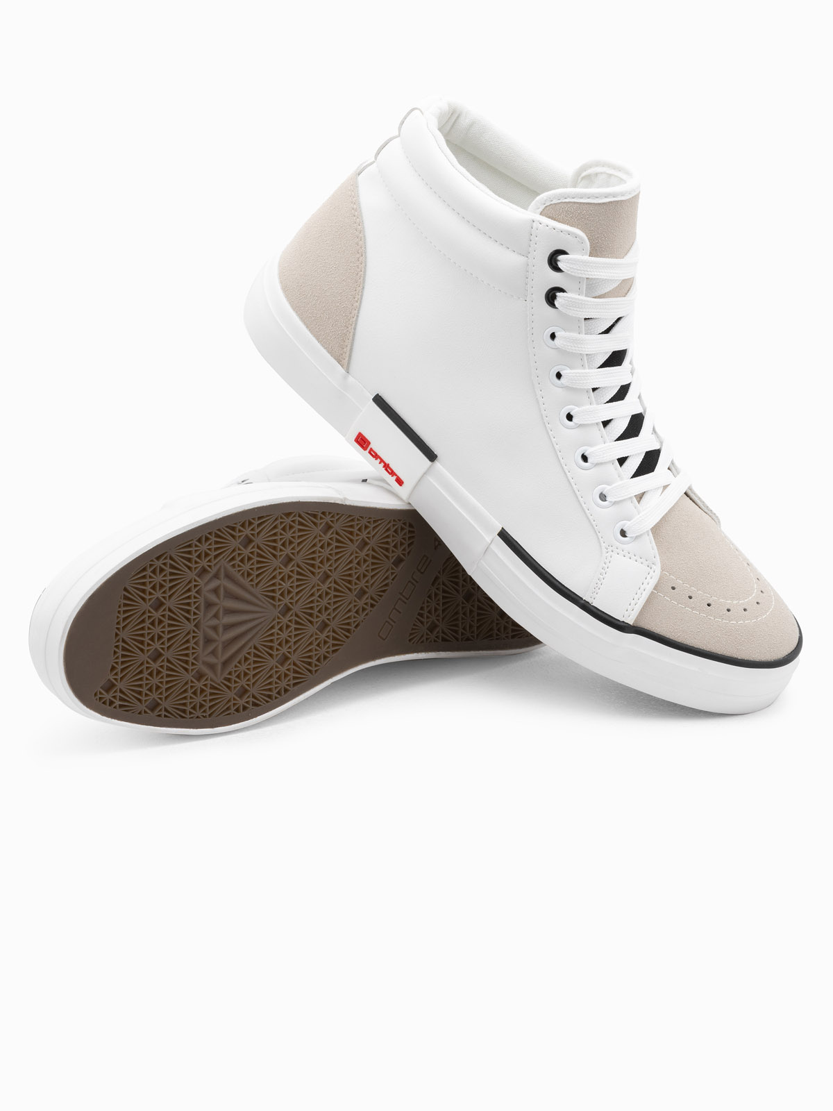 Ombre Men's high classic sneakers with quilted upper - white and beige