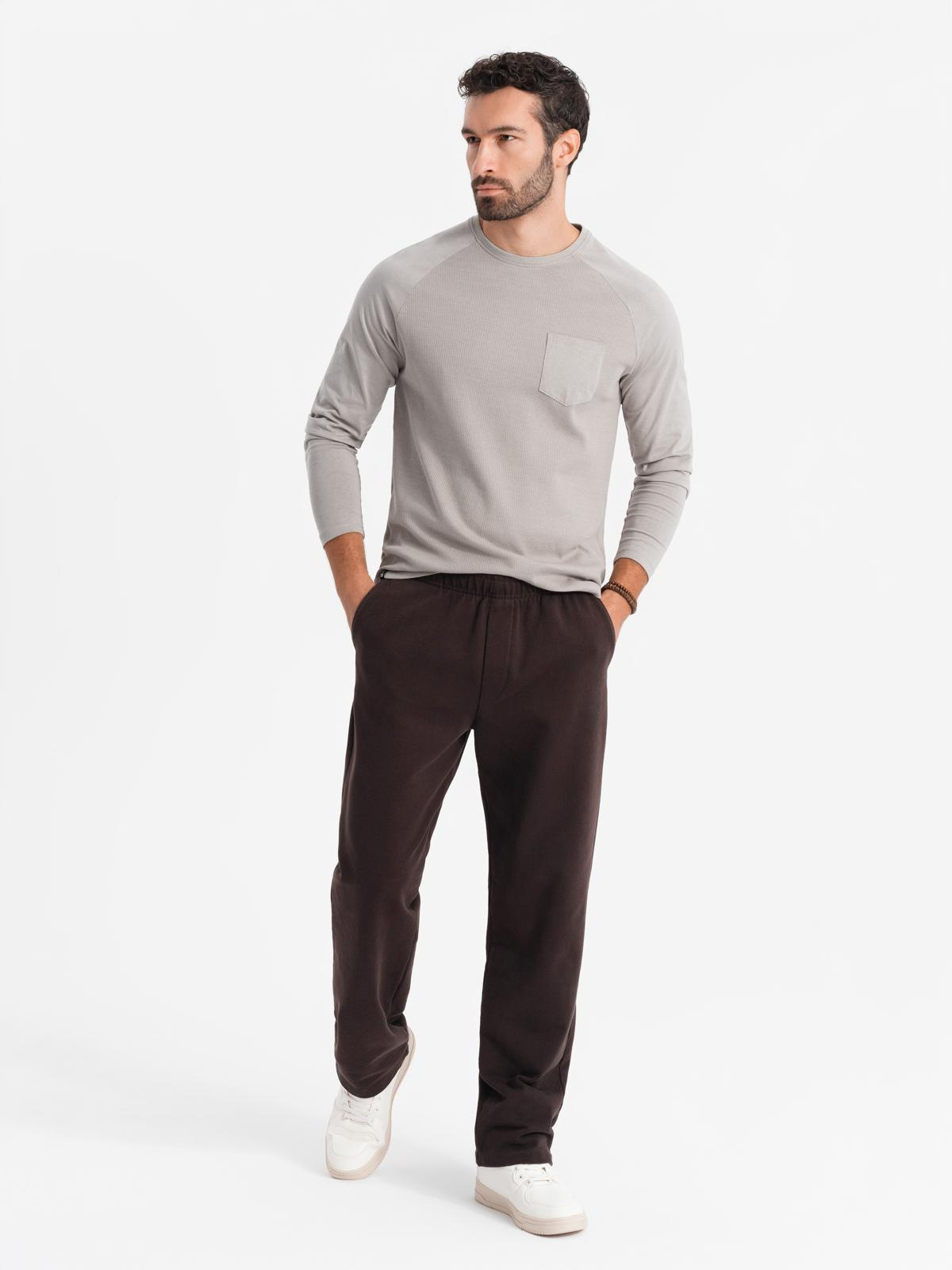 Ombre Men's longsleeve with "waffle" texture - ash