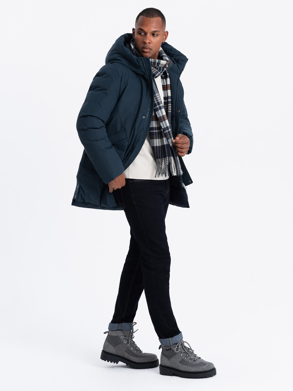Ombre Men&#039;s long seasonal outdoor style jacket - navy blue