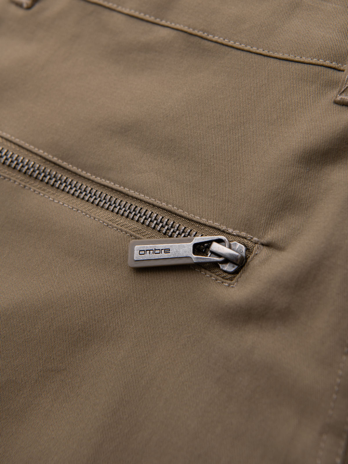 Ombre Men's cargo pants STRAIGHT LEG with zippered pockets - khaki