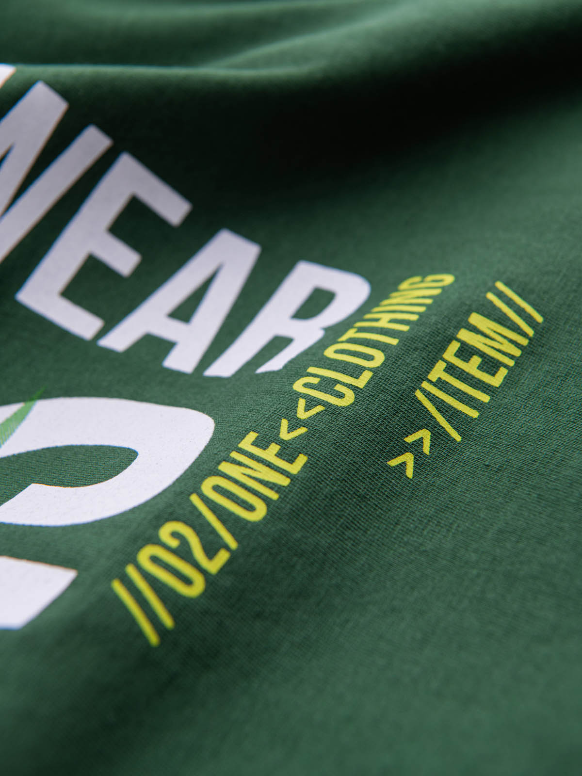Ombre Men&#039;s cotton t-shirt with large inscription - green