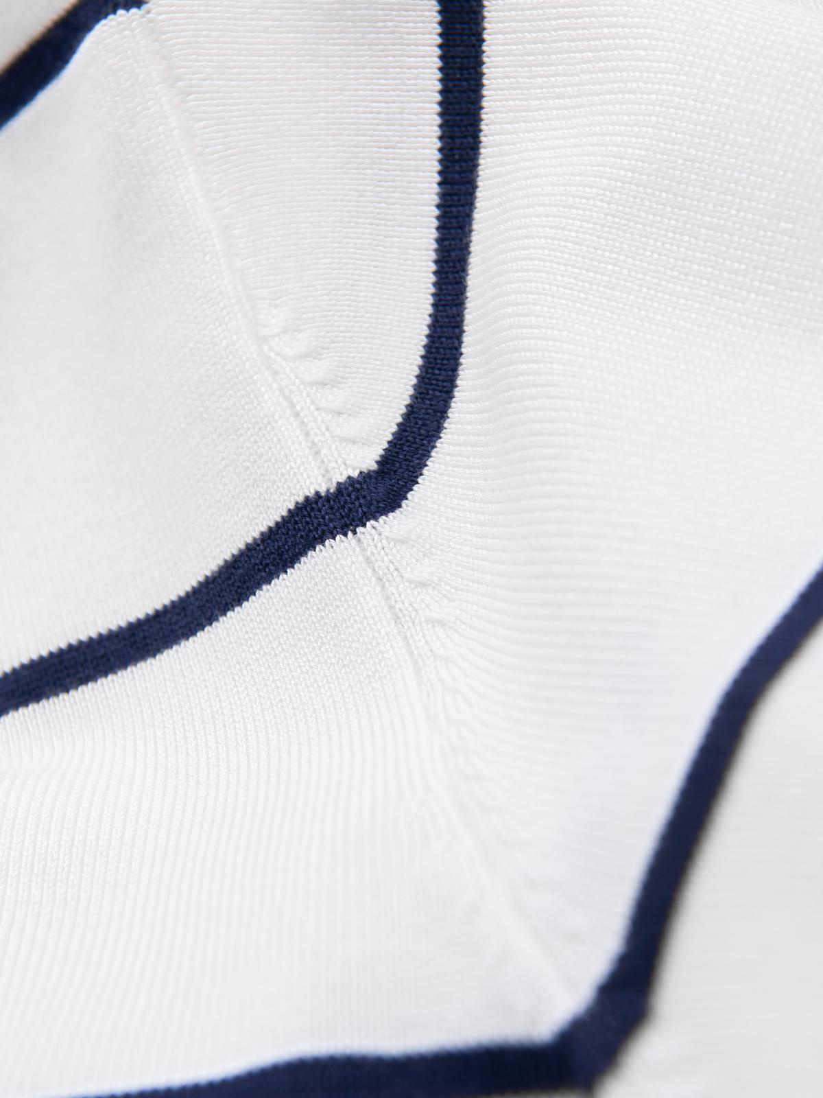 Ombre Men's horizontal striped polo longsleeve with viscose - white and navy blue