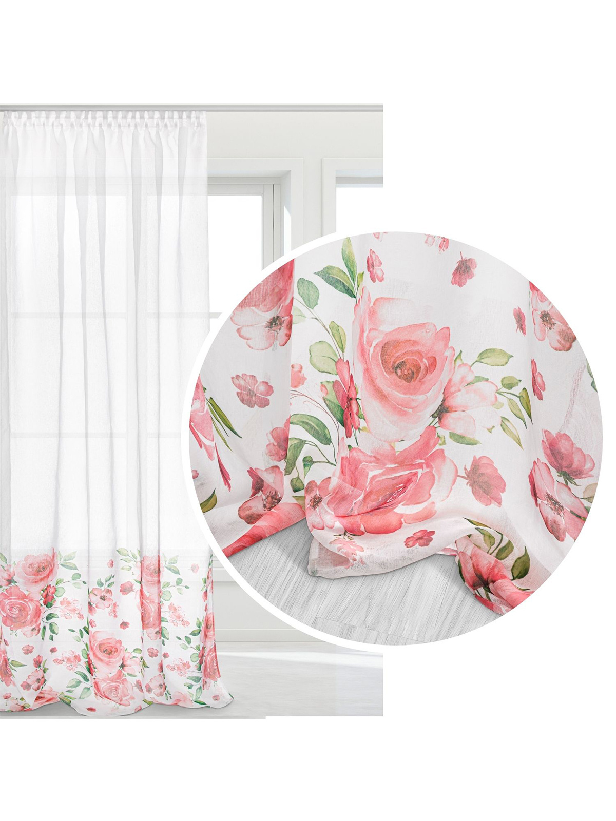 Edoti Curtain With Roses Rosally 140x250 A491