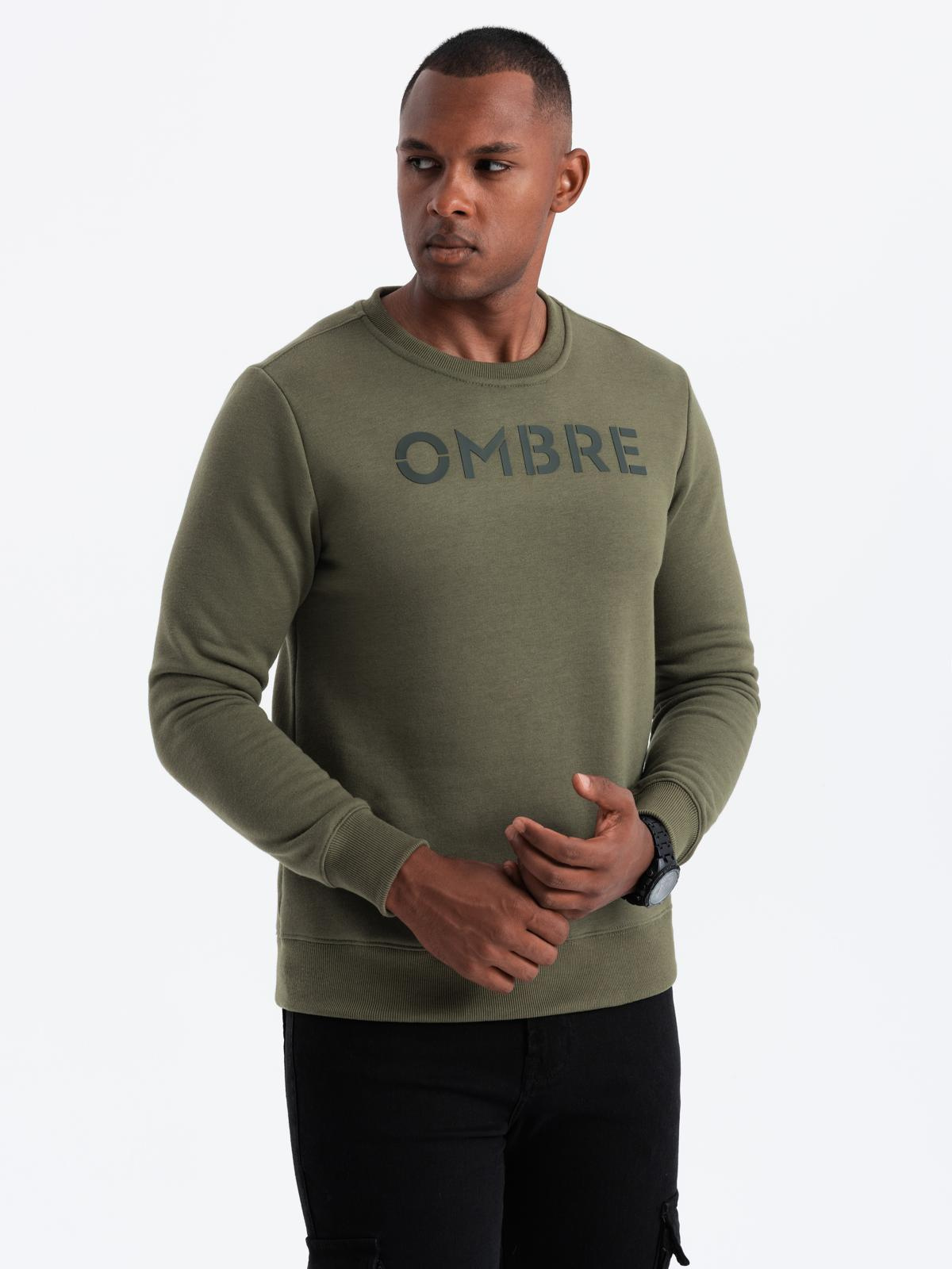 Ombre Classic men's sweatshirt with inscription - dark olive