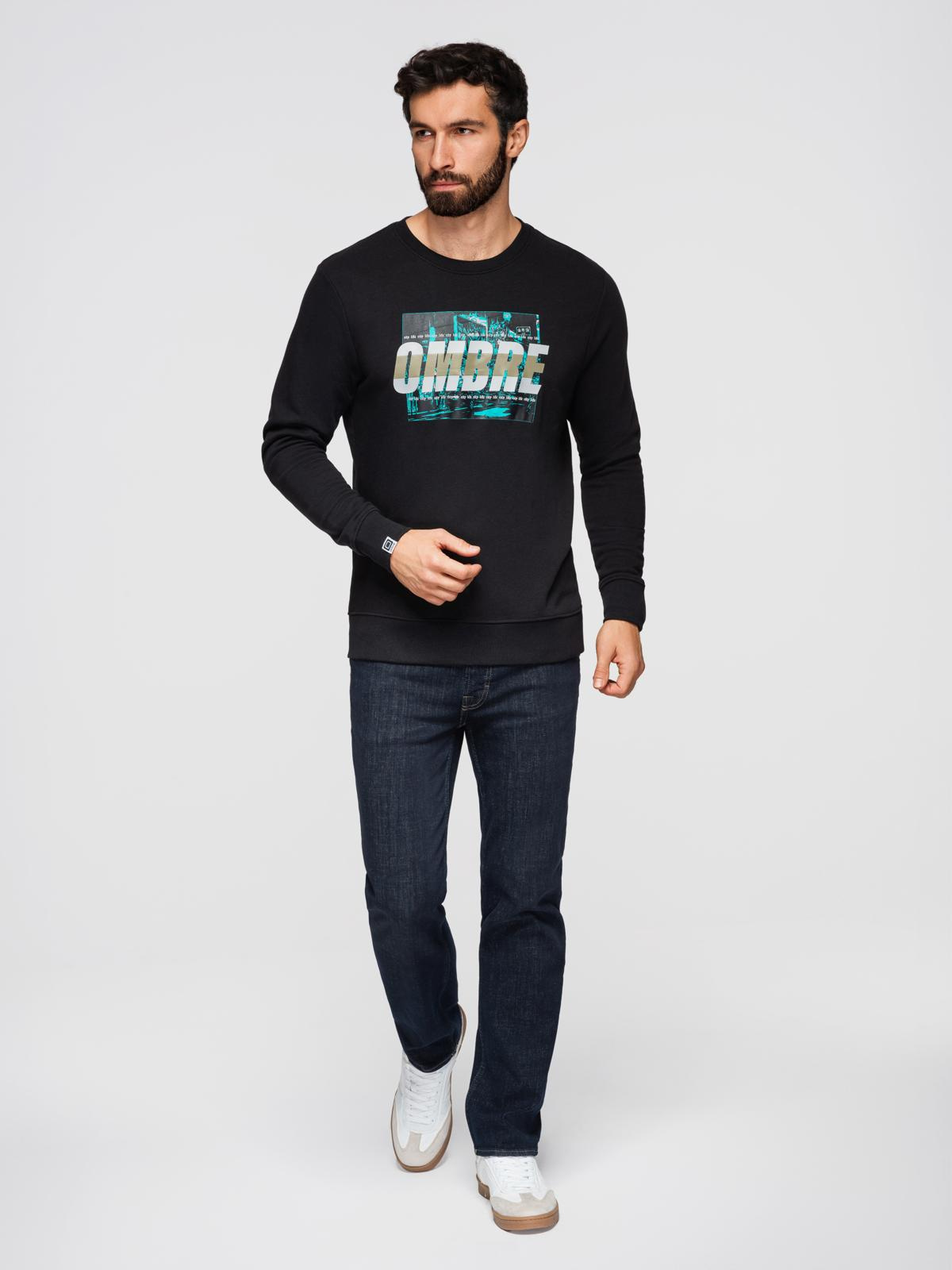 Ombre Men's printed sweatshirt worn over the head - black