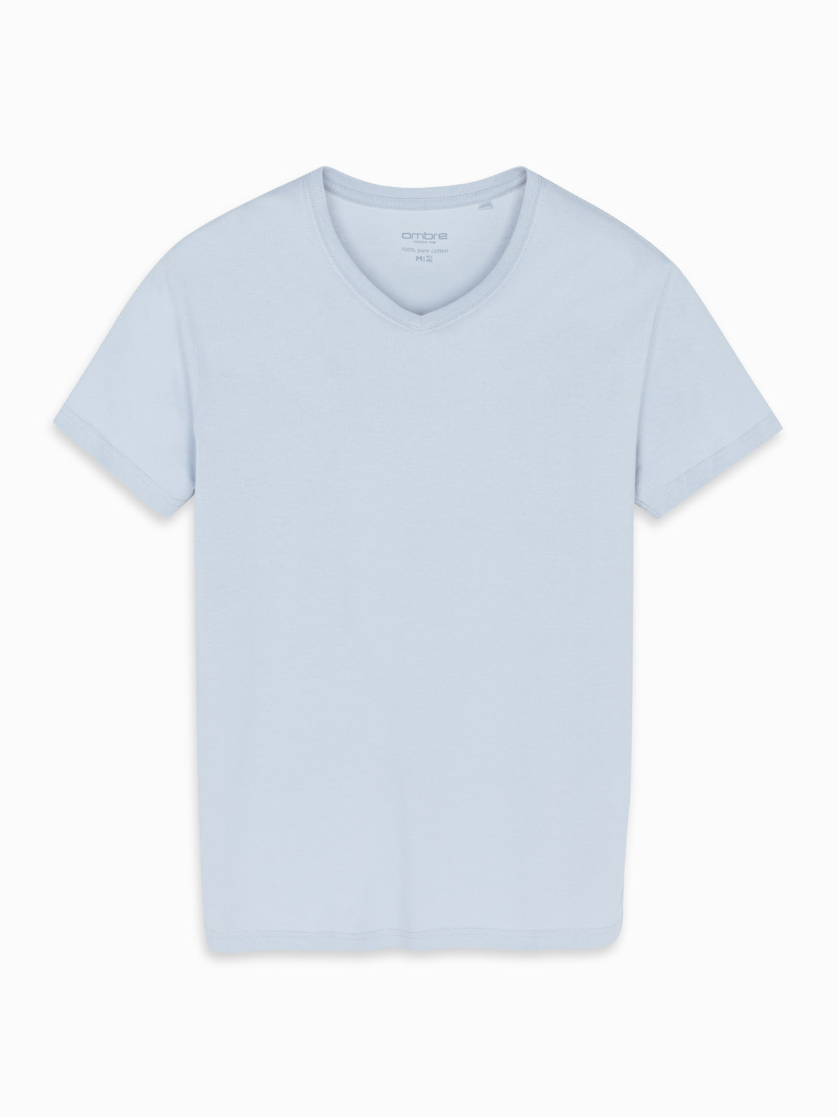 Ombre BASIC men's classic cotton tee-shirt with a crew neckline - light grey