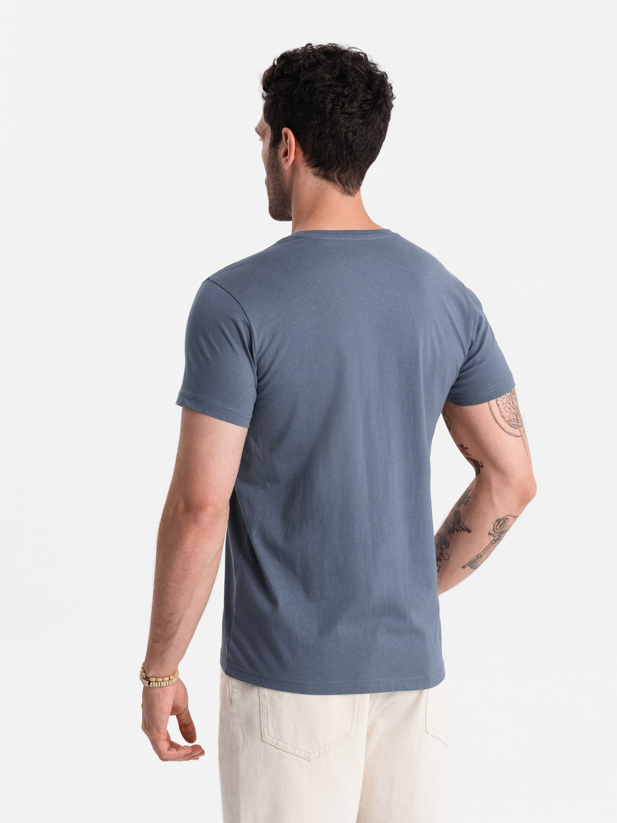 Ombre BASIC men's classic cotton T-shirt - dark blue