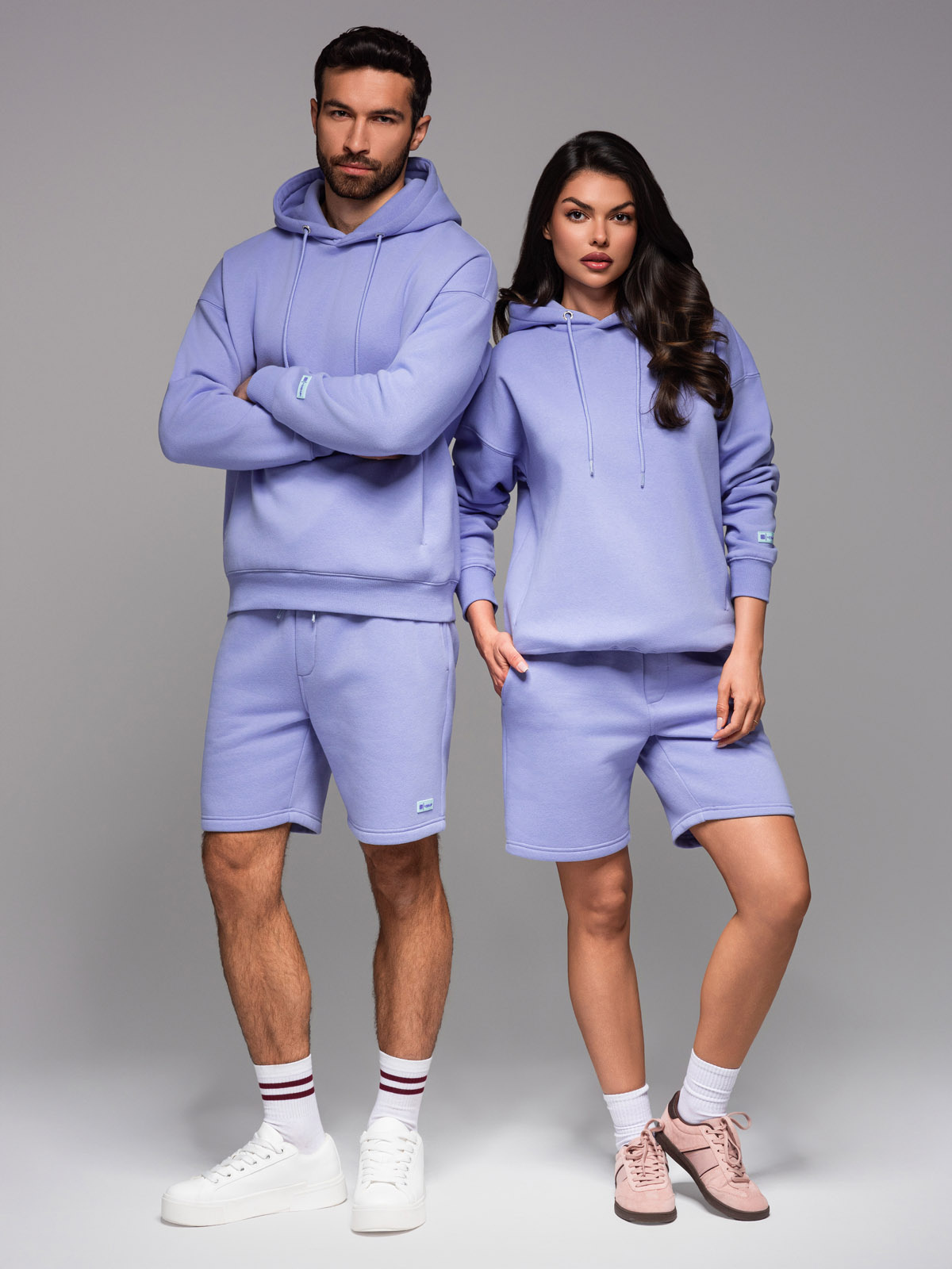 Ombre UNISEX sweatshirt set for couples hoodie + athleisure style shorts
