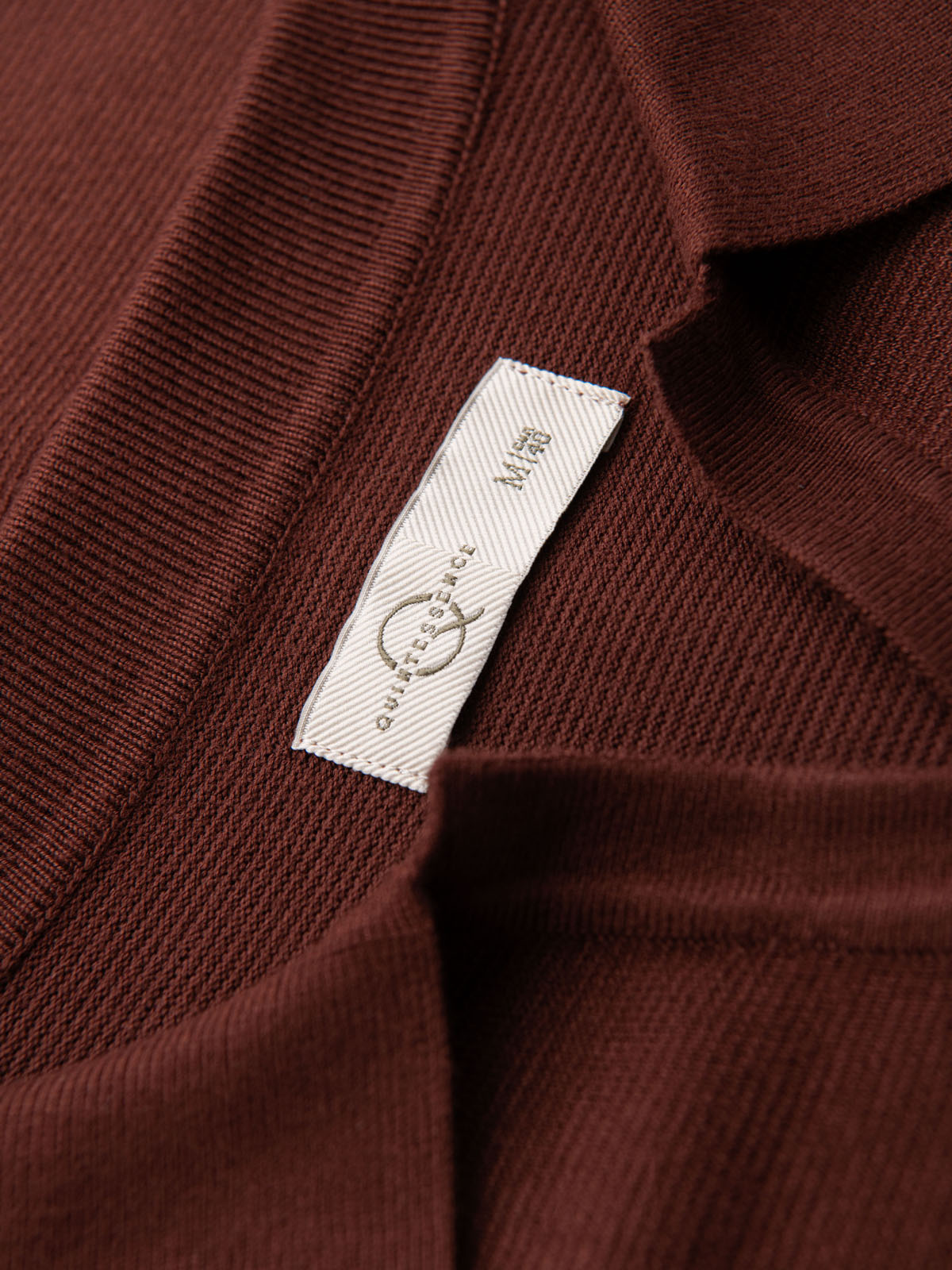 Ombre Men's buttonless polo shirt with classic weave - dark brown