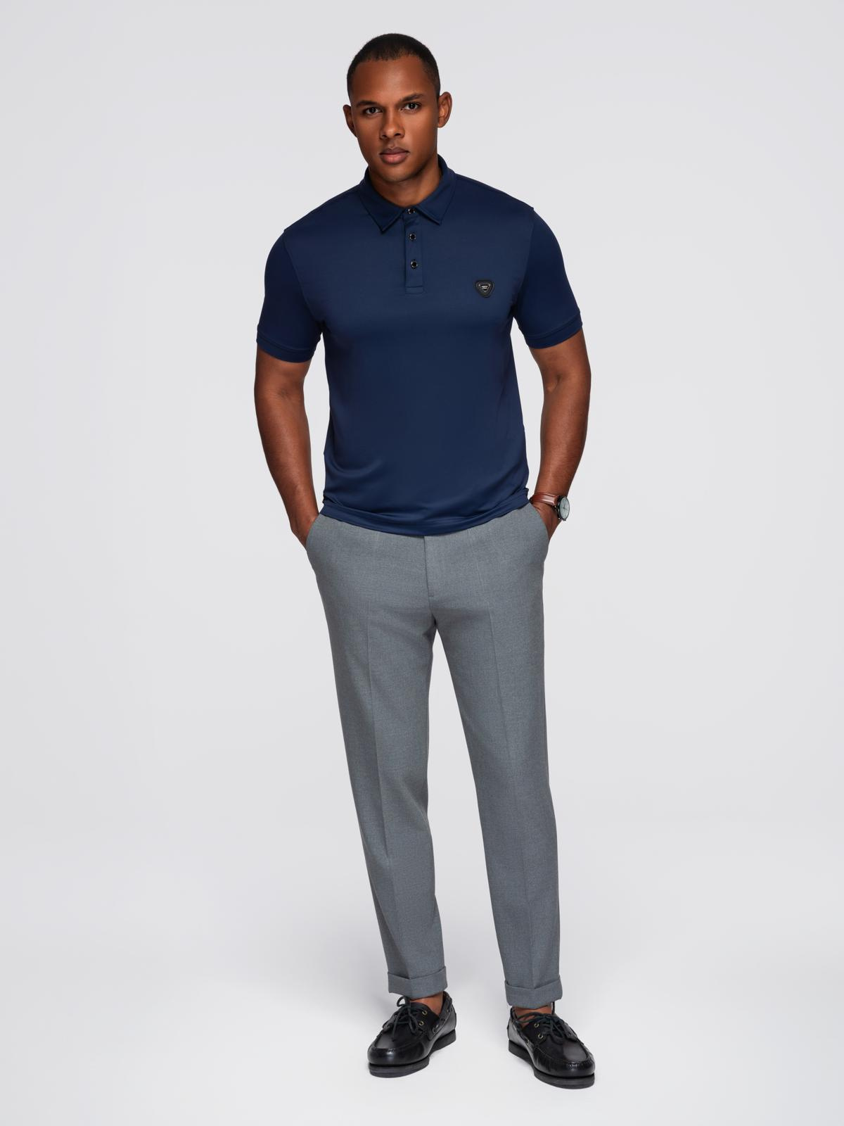 Ombre Stylish men's stretch fabric polo shirt - navy blue