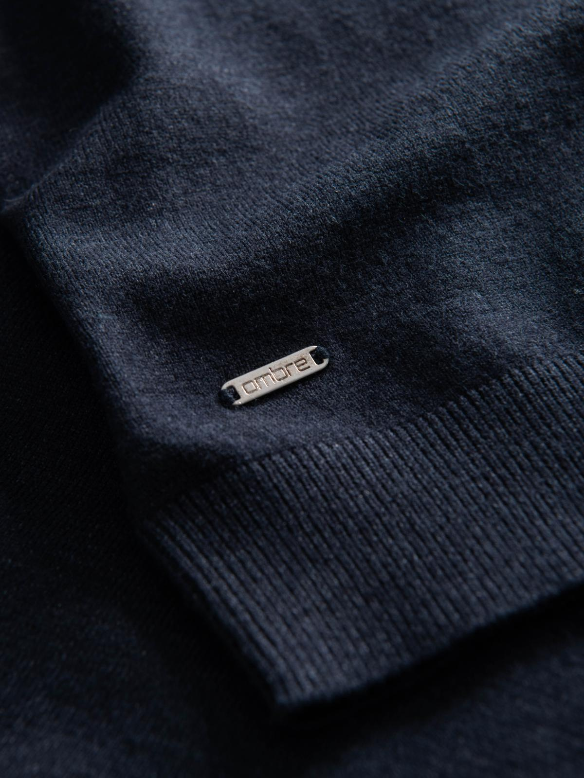 Ombre Men's knitted half turtleneck with viscose - navy blue