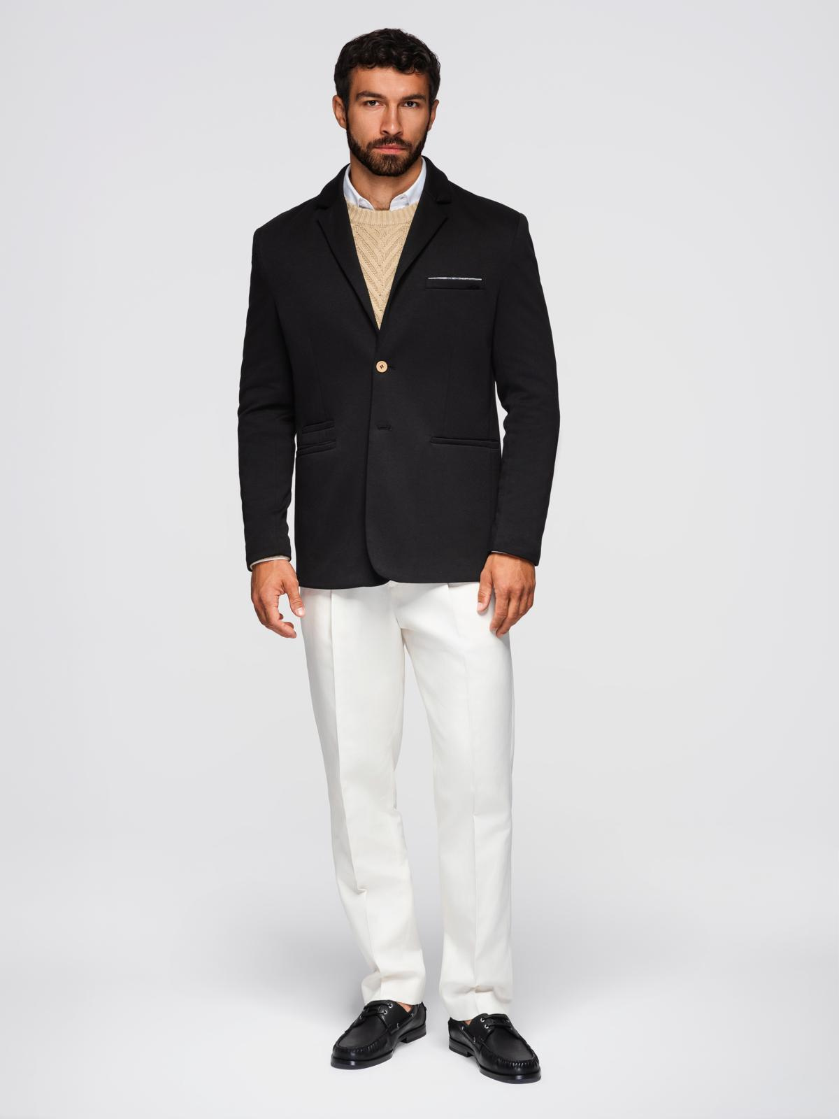 Ombre Men's knitted jacket with a fitted cut - black