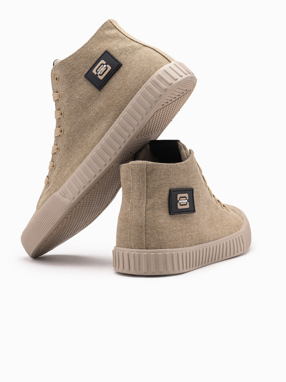 Ombre Men&#039;s canvas high top sneakers shoes - light brown