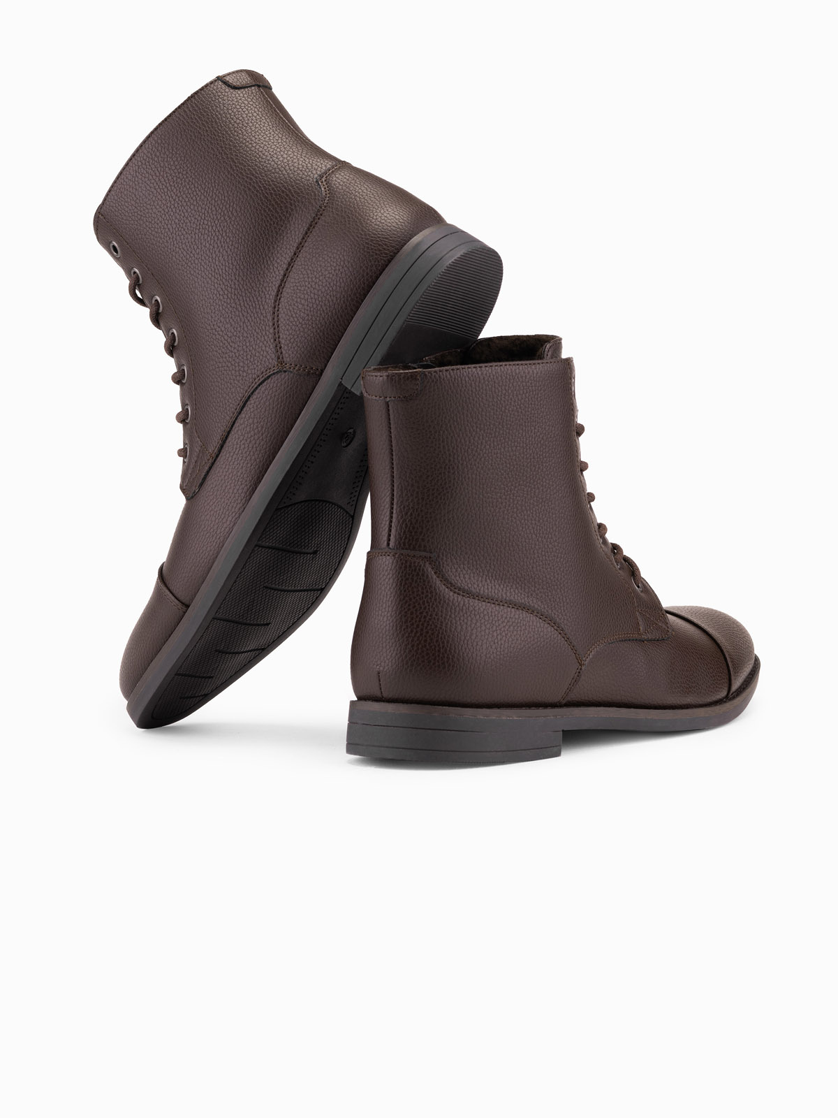 Ombre Men&#039;s eco leather shoes with insulated high upper - dark brown
