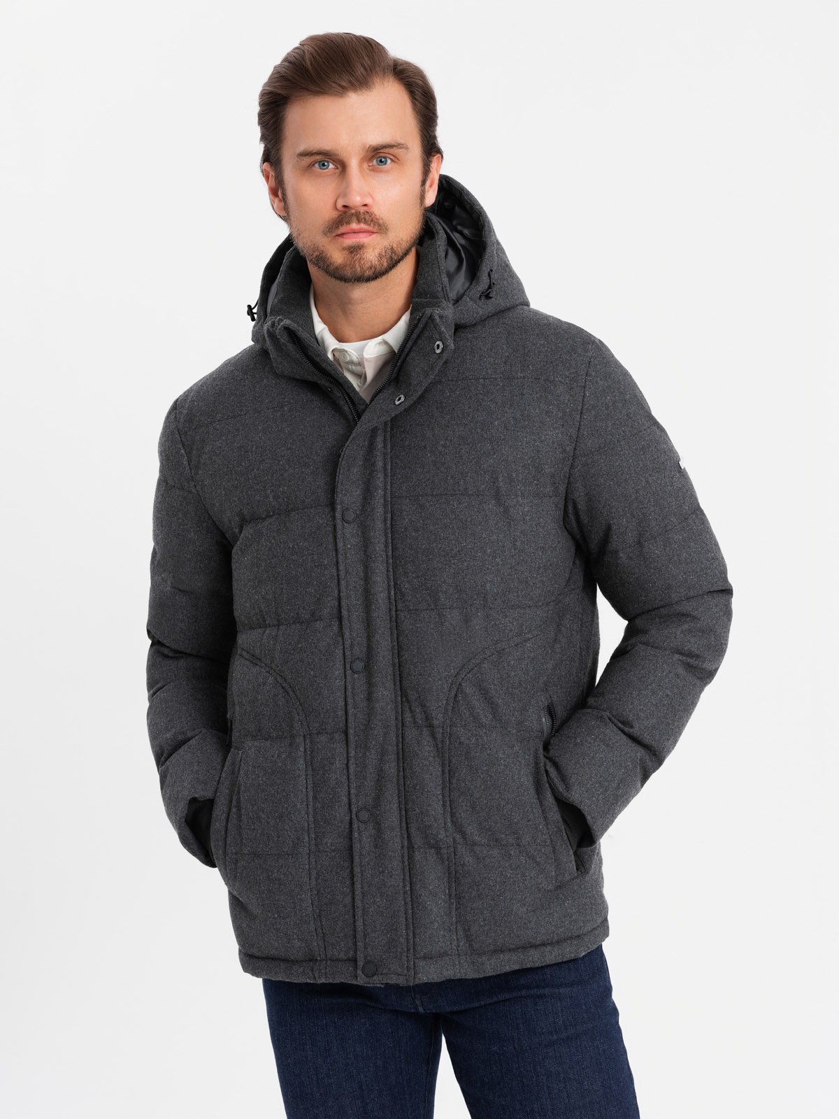 Ombre Men's lightweight jacket with mesh lining and hood - black