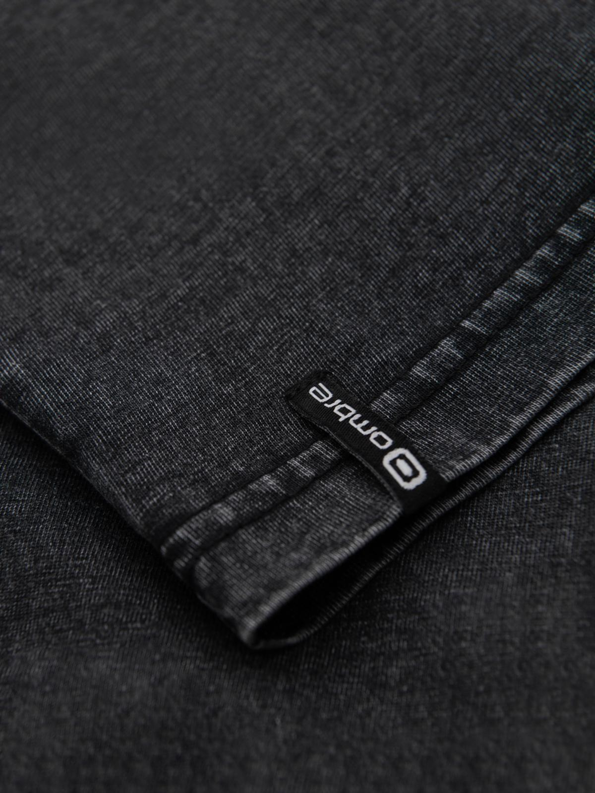 Ombre Men's T-shirt with wash effect and buttons at neckline - black