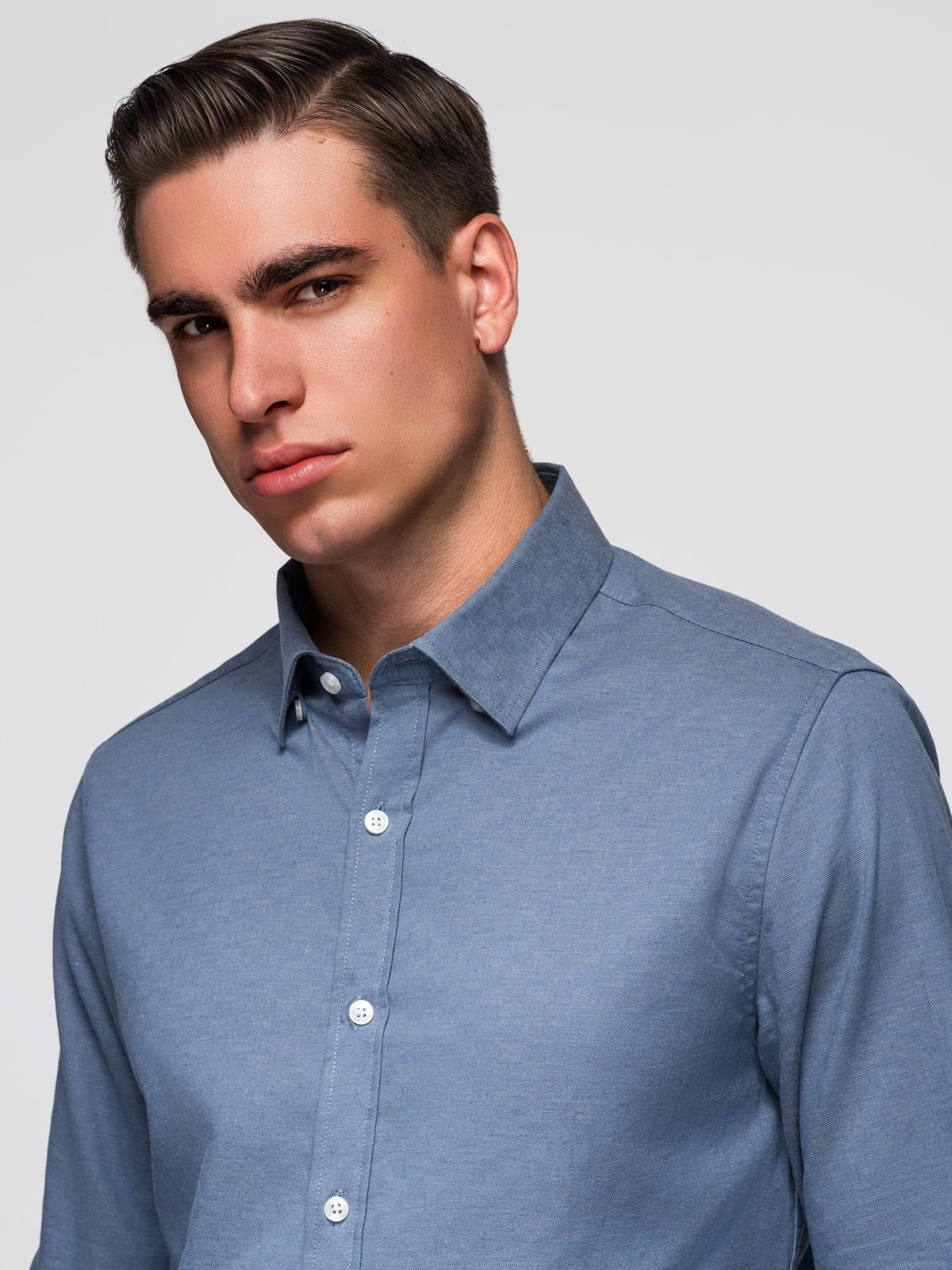 Ombre Men&#039;s SLIM FIT shirt in decorative fabric - blue