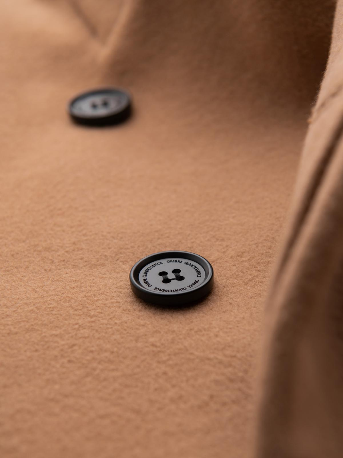 Ombre Men&#039;s coat with asymmetrical fastening and high collar - light brown