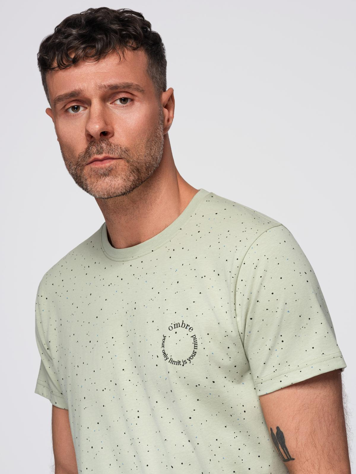 Ombre Men's printed cotton T-shirt with round neckline - mint