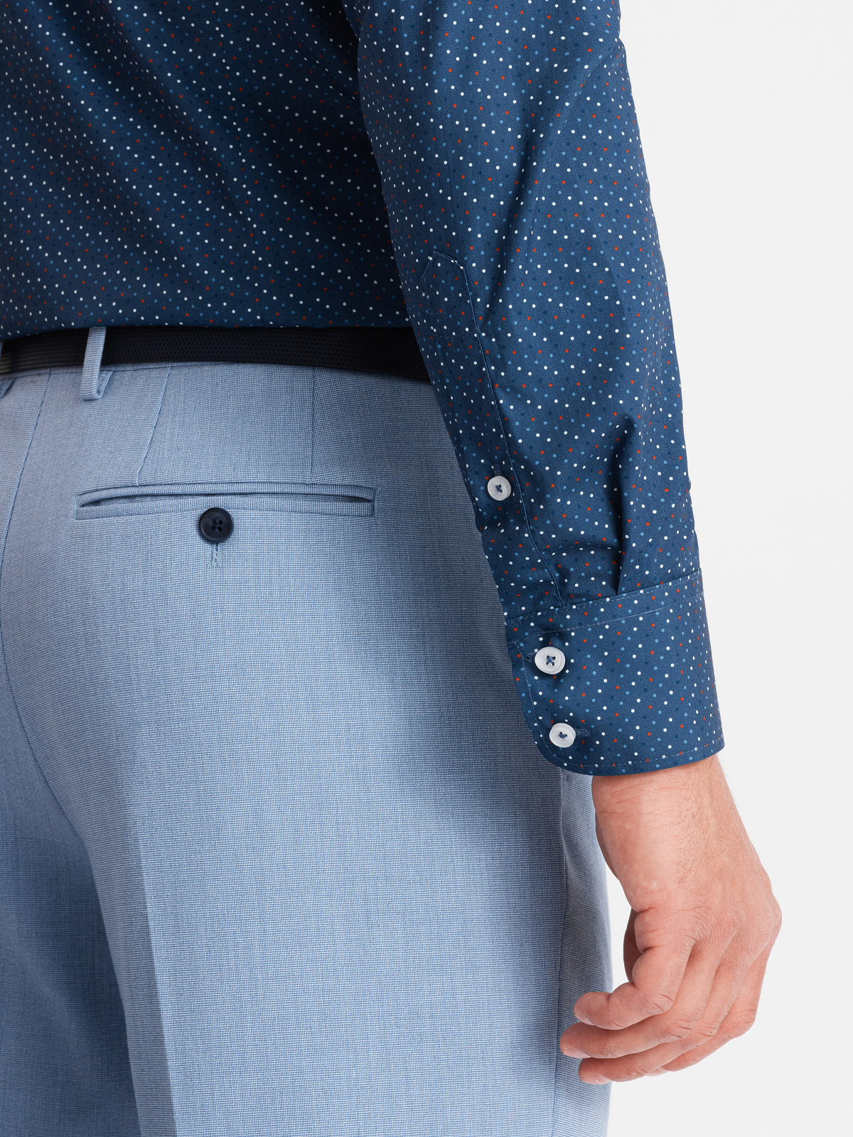 Ombre Men&#039;s cotton patterned SLIM FIT shirt - blue