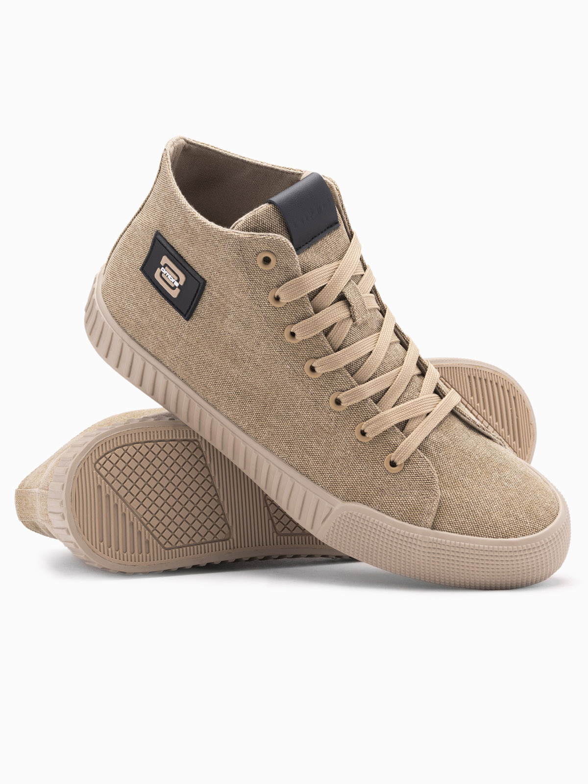 Ombre Men&#039;s canvas high top sneakers shoes - light brown