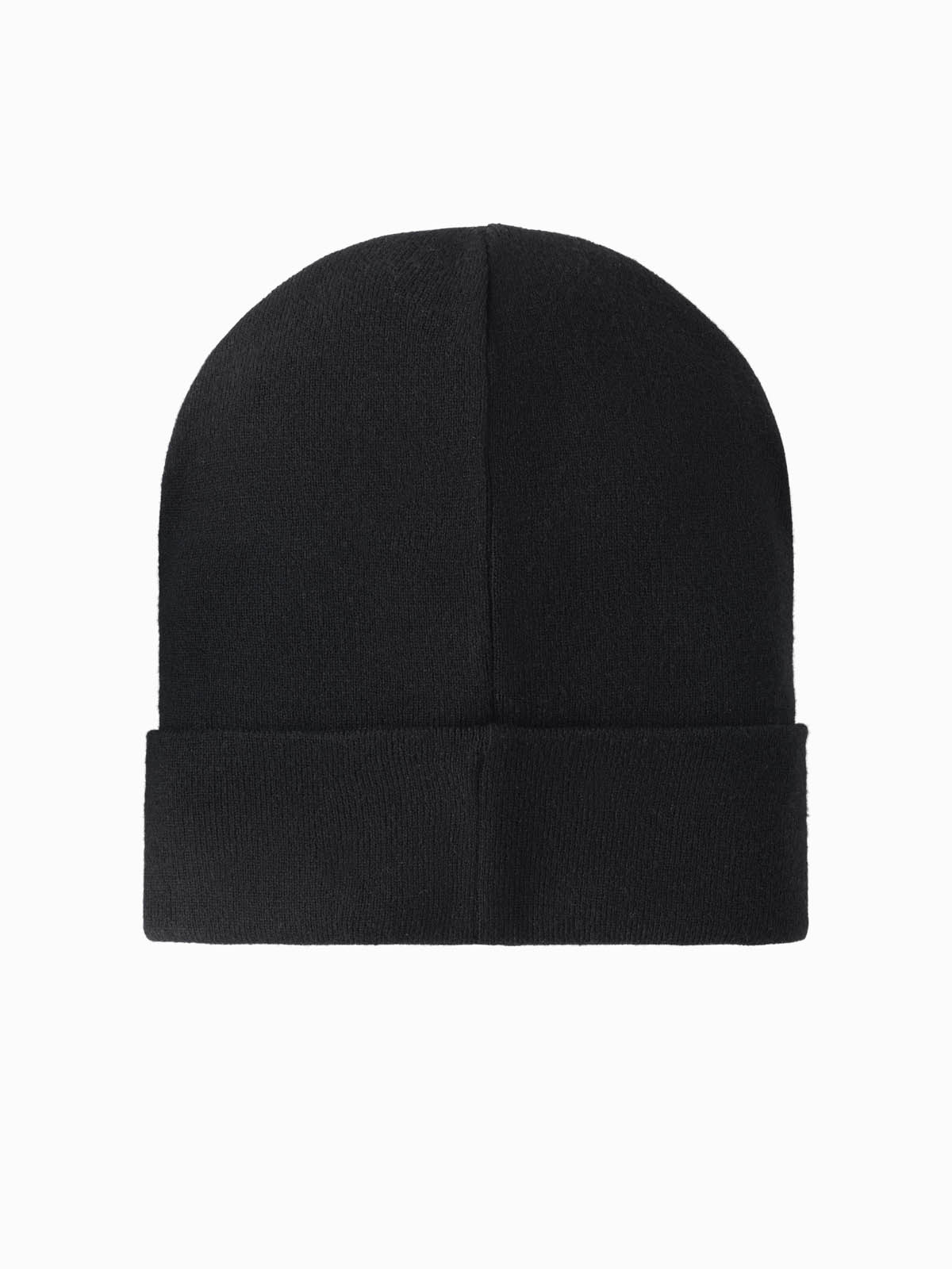Ombre Men's knitted beanie hat with embroidered inscription - black