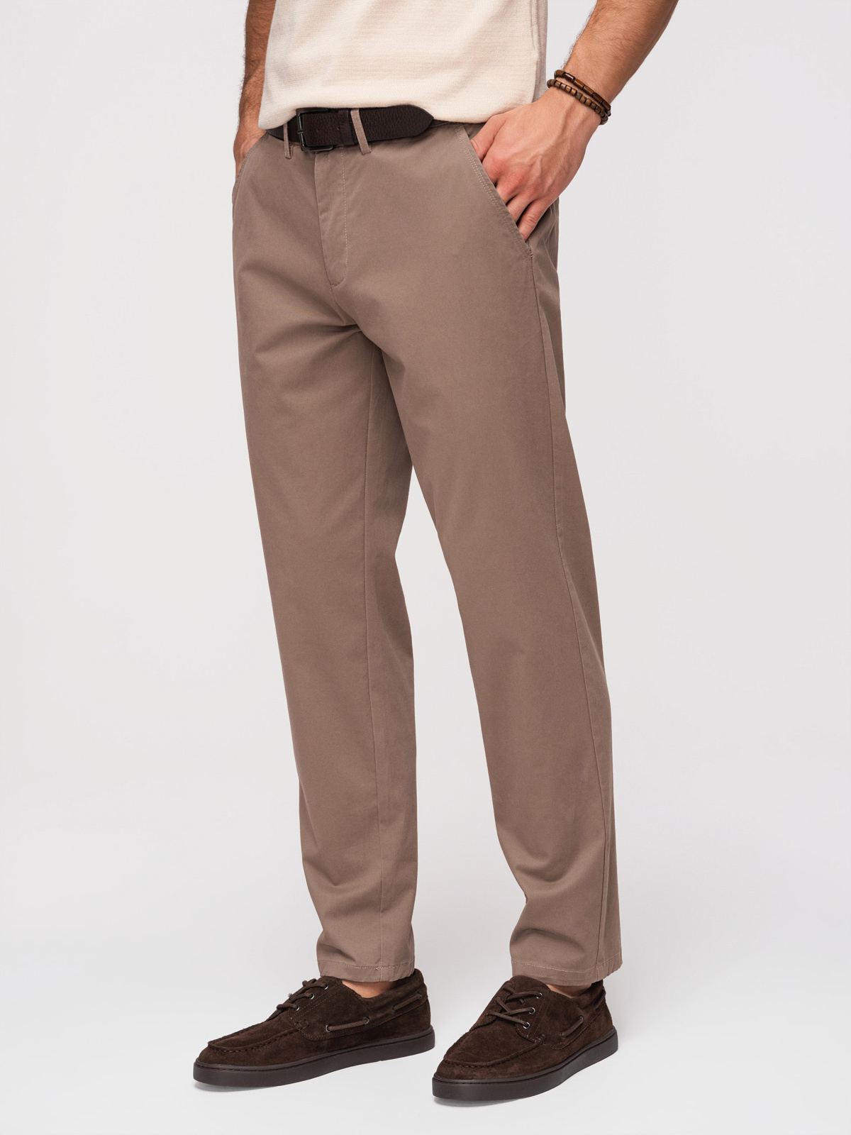 Ombre pánske chino nohavice REGULAR FIT - hnedé