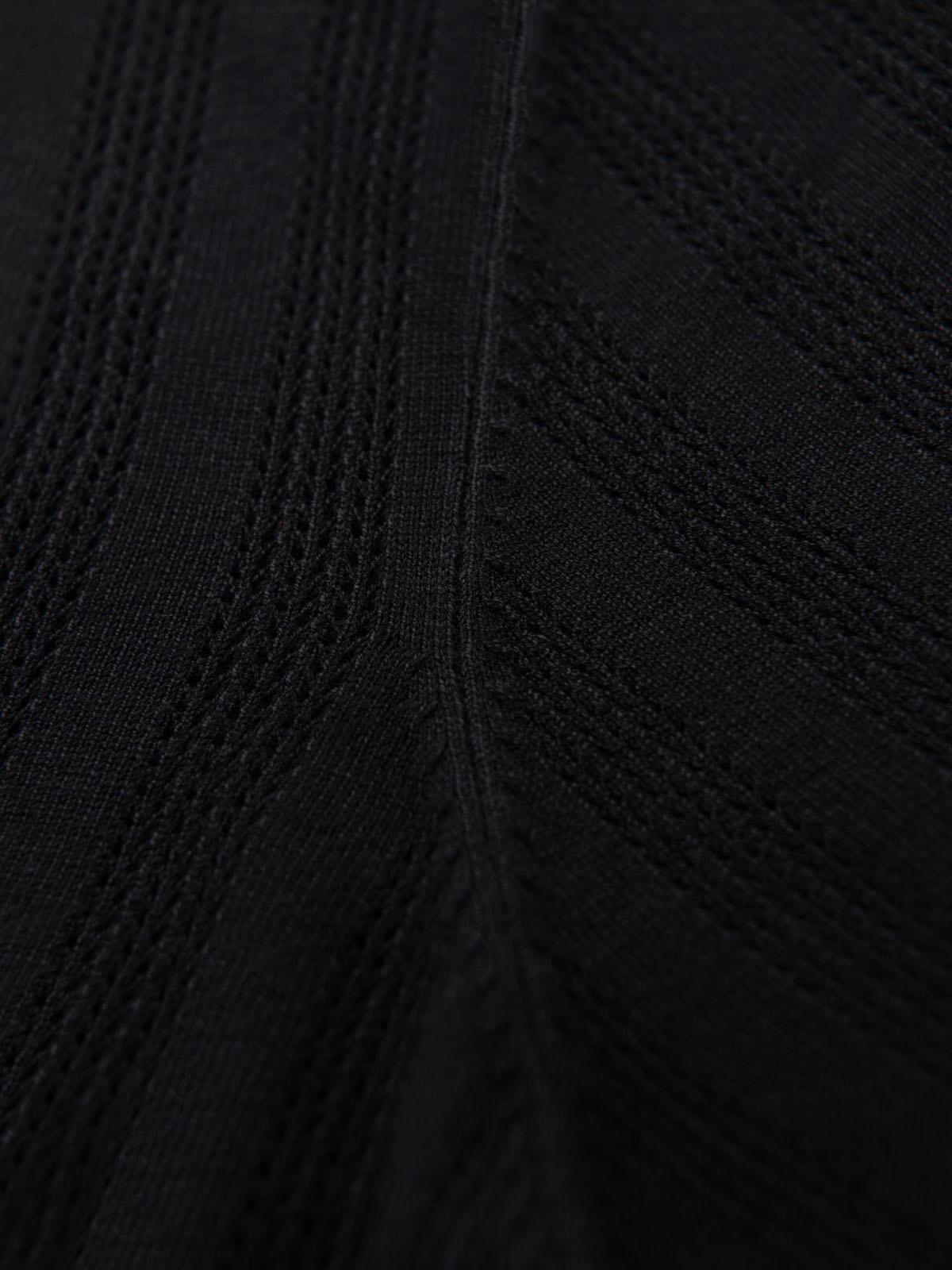 Ombre Men's openwork polo shirt with zipper at neckline - black