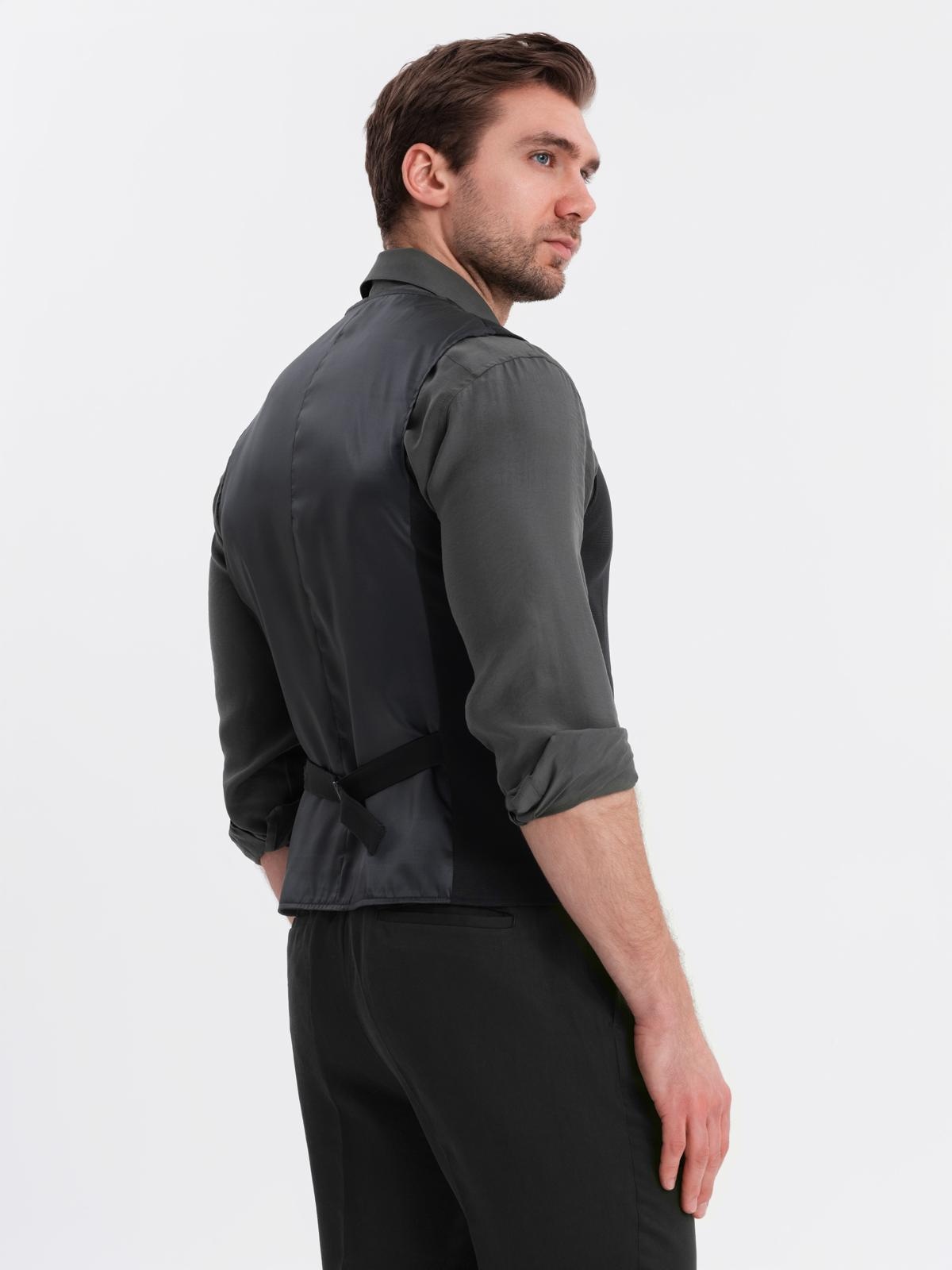 Ombre Fitted structured men&#039;s vest with patch pockets - black