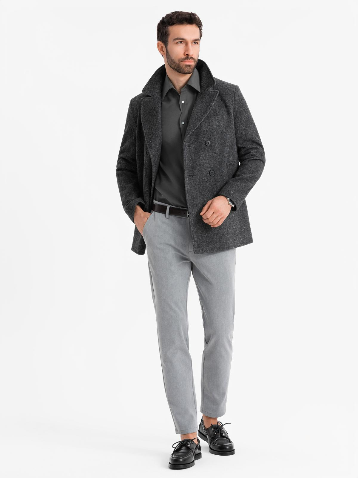 Ombre Mens short double-breasted wool coat - graphite
