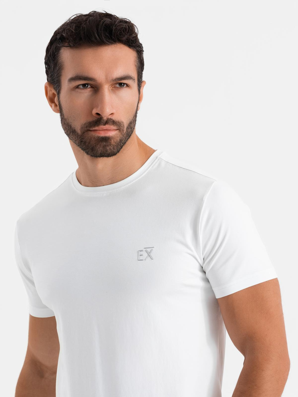 Ombre Men's SLIM FIT t-shirt with elastane and print - white