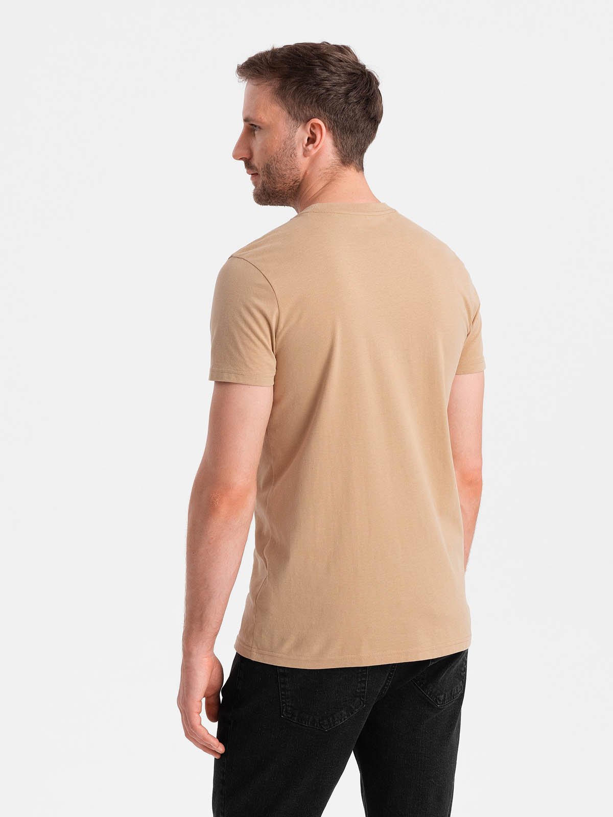 Men's cotton t-shirt with pocket print Ombre Streetstyle - sand