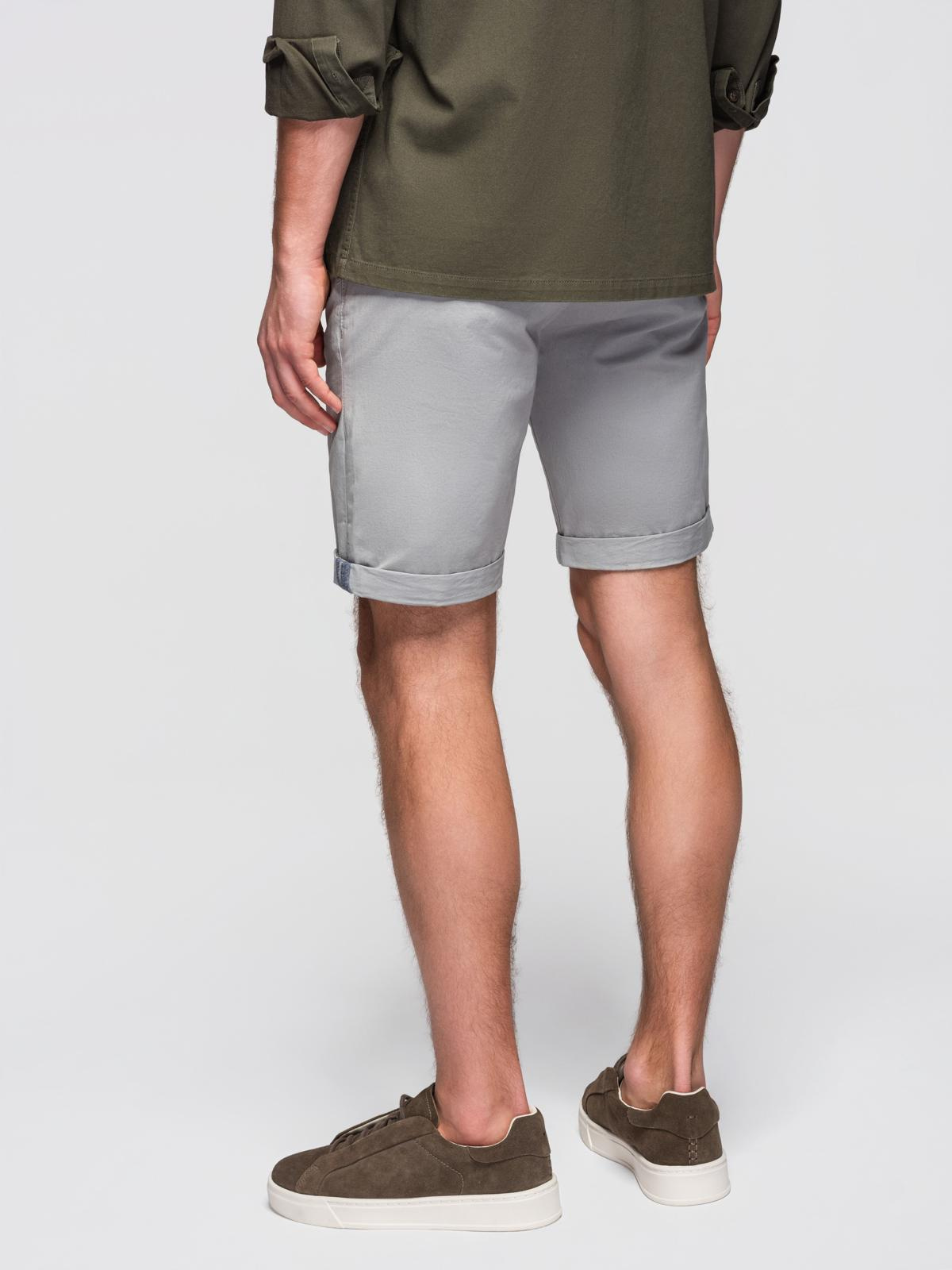 Ombre Men's classic chino shorts with rolled up leg - grey