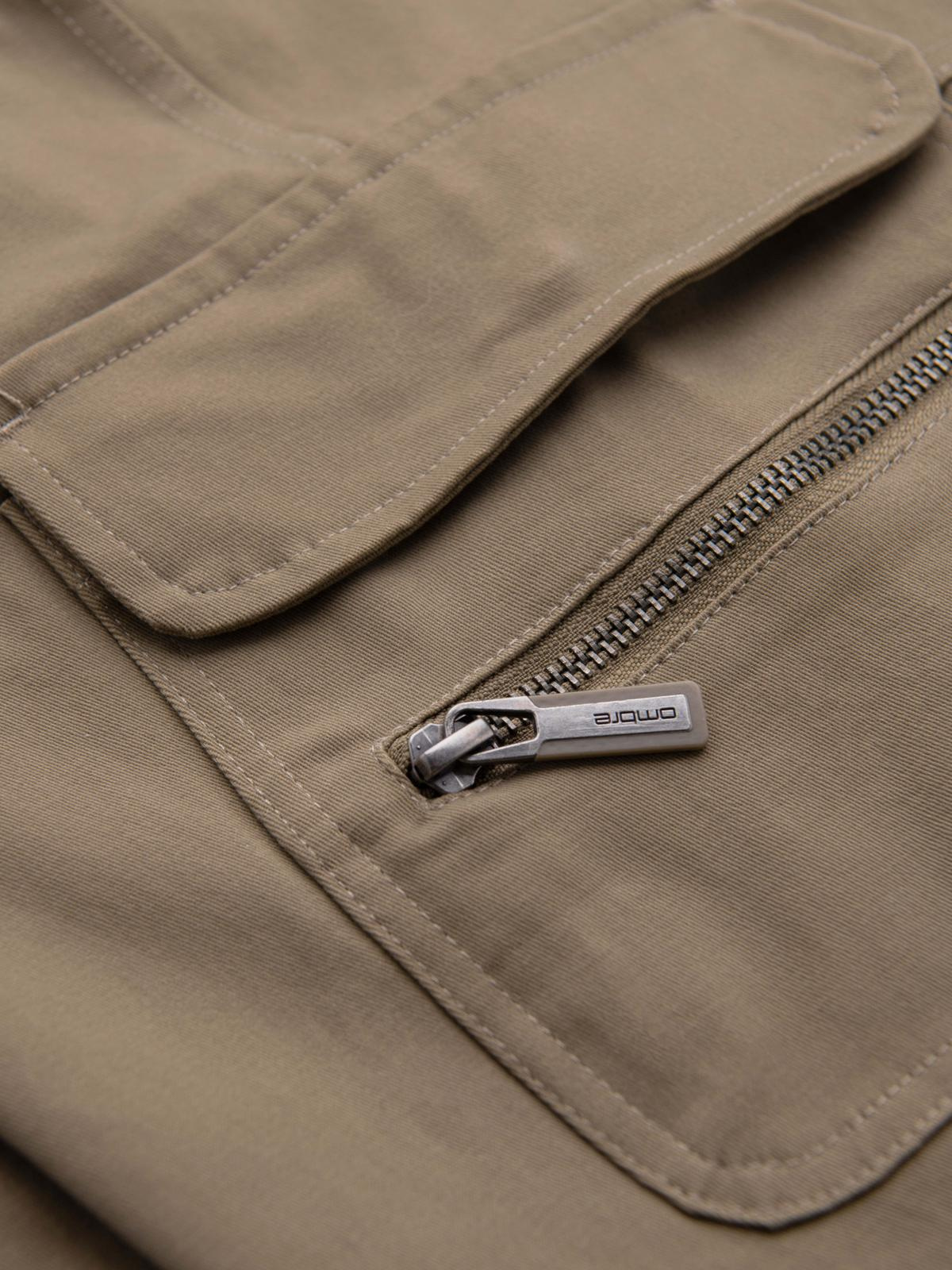 Ombre Men's cargo pants STRAIGHT LEG with zippered pockets - khaki