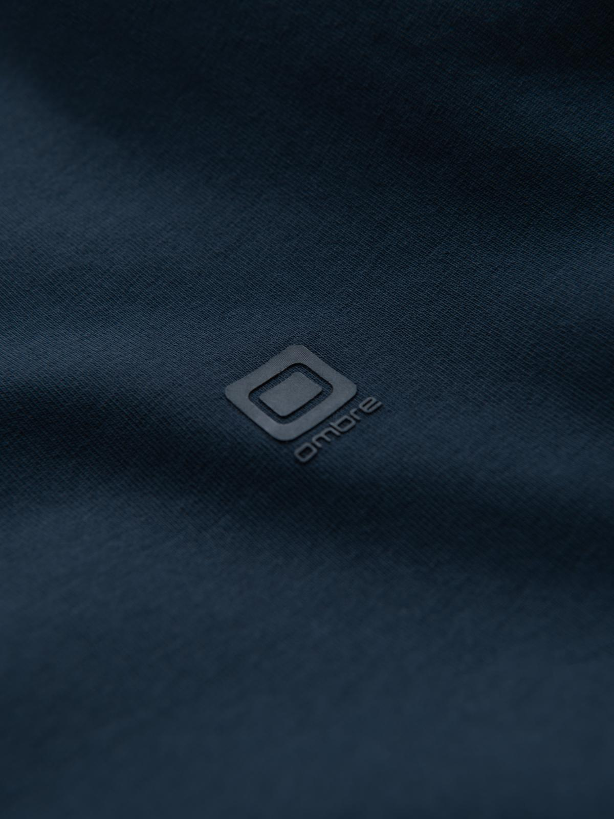 Ombre Men's SLIM FIT T-shirt with round neckline and logo - navy blue